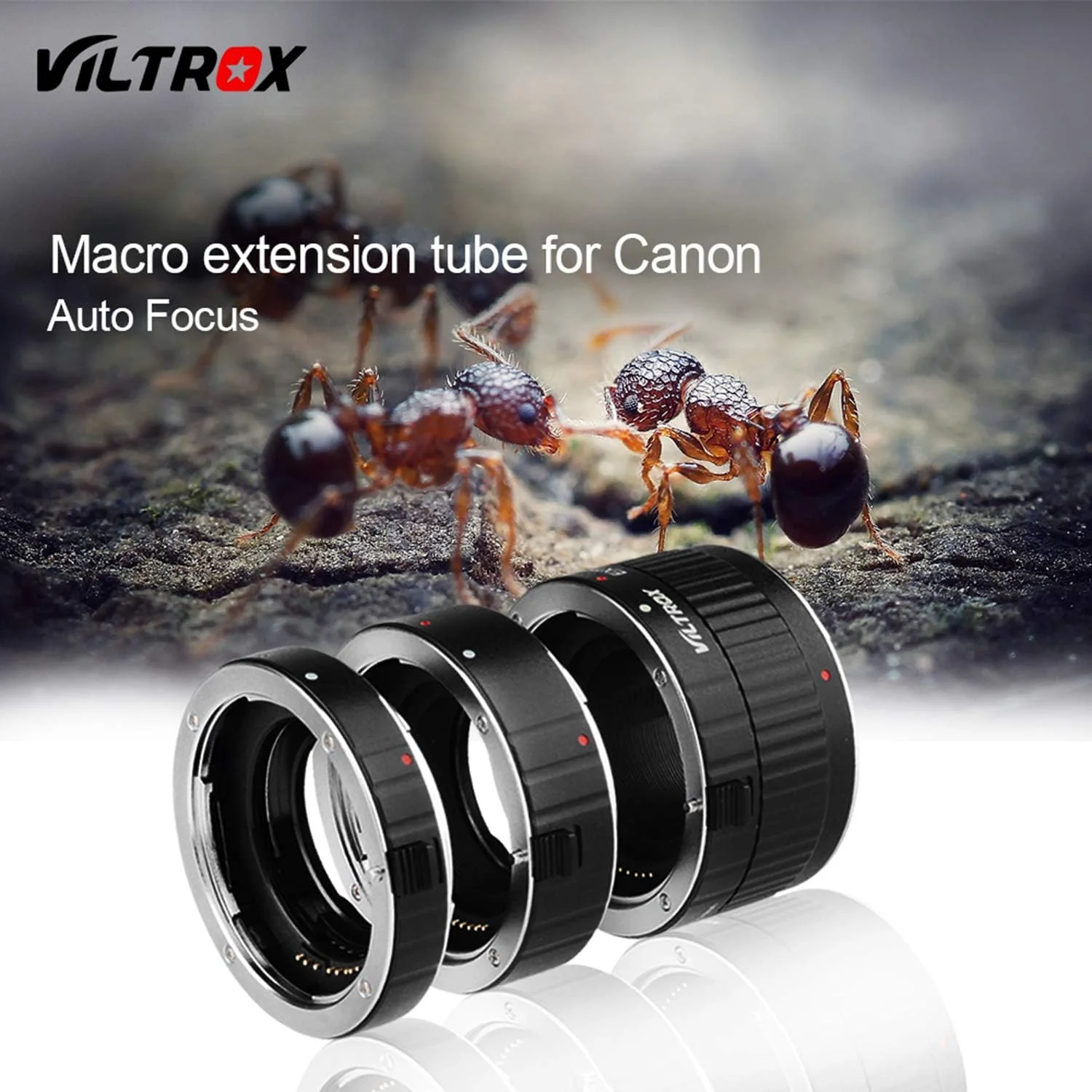 حلقه های افزایش فاصله ماکرو با فوکوس خودکار Viltrox با مانت فلزی 12mm 20mm 36mm برای لنزهای Canon EF & EF-S دوربین های DSLR مدل 760D 700D 90D 80D 70D 5D 6D 7D 1300D Rebel T6 T7 T5 T8i T7i T6i T6s T5i T4i SL3