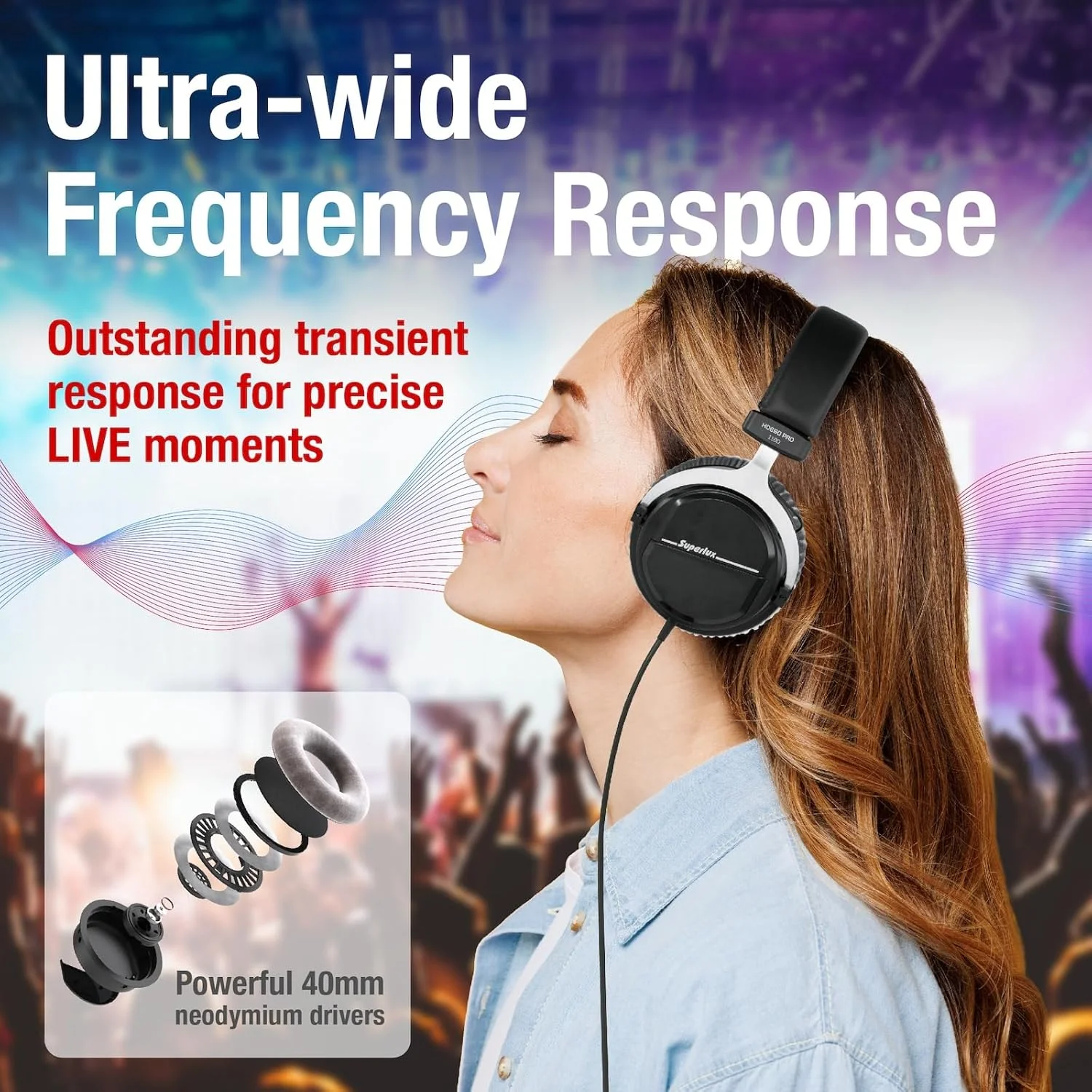 هدفون پشت بسته استودیویی حرفه ای Superlux HD660 Pro هدفون پشت بسته استودیویی حرفه ای Superlux HD660 Pro