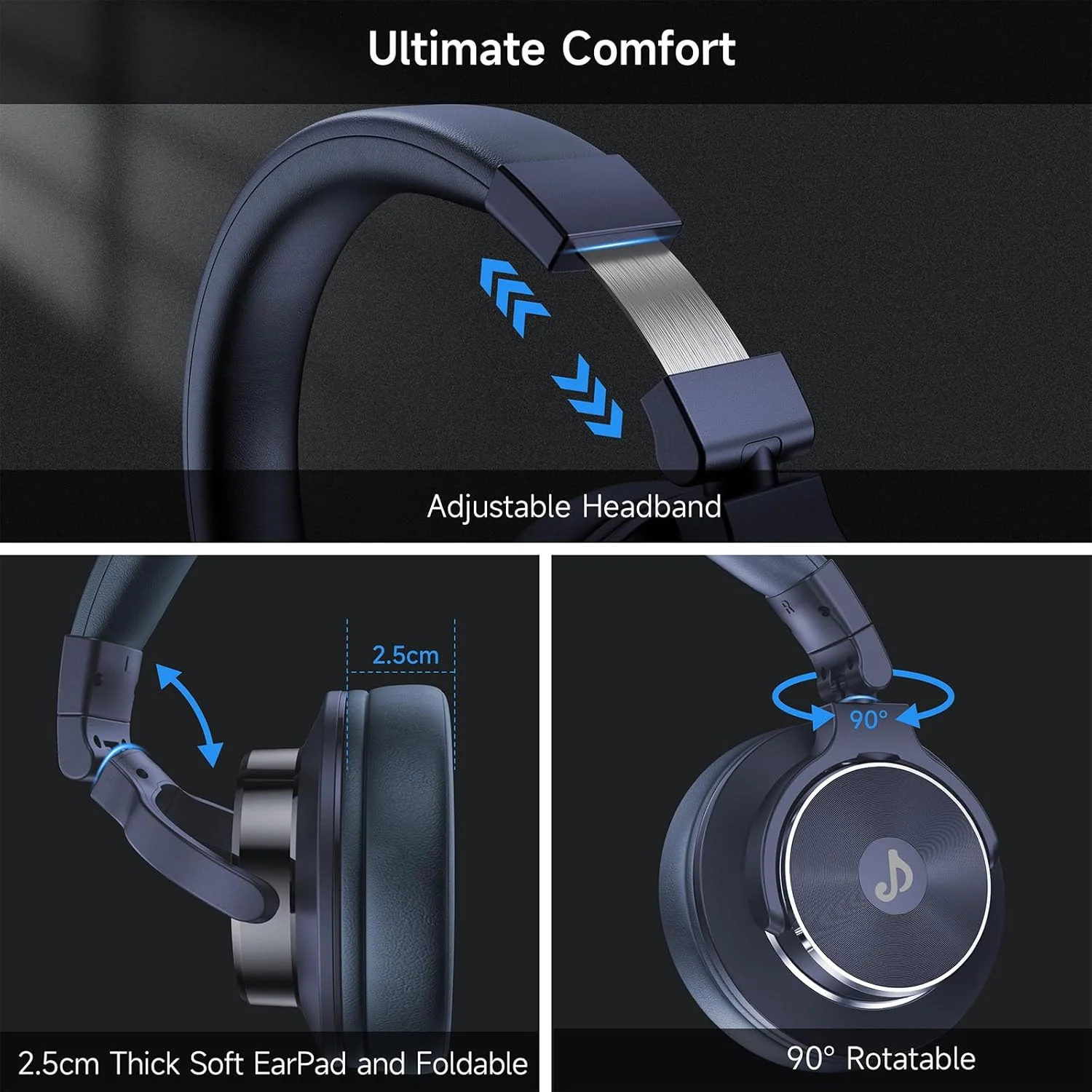 هدفون روگوشی با کابل، هدفون های DJ با درایور 50 میلی متری، هدفون های حرفه ای استودیو با جک 3.5 میلی متری / 6.35 میلی متری، پورت اشتراک گذاری برای استودیو، پادکست، مانیتورینگ، کامپیوتر، تلفن همراه