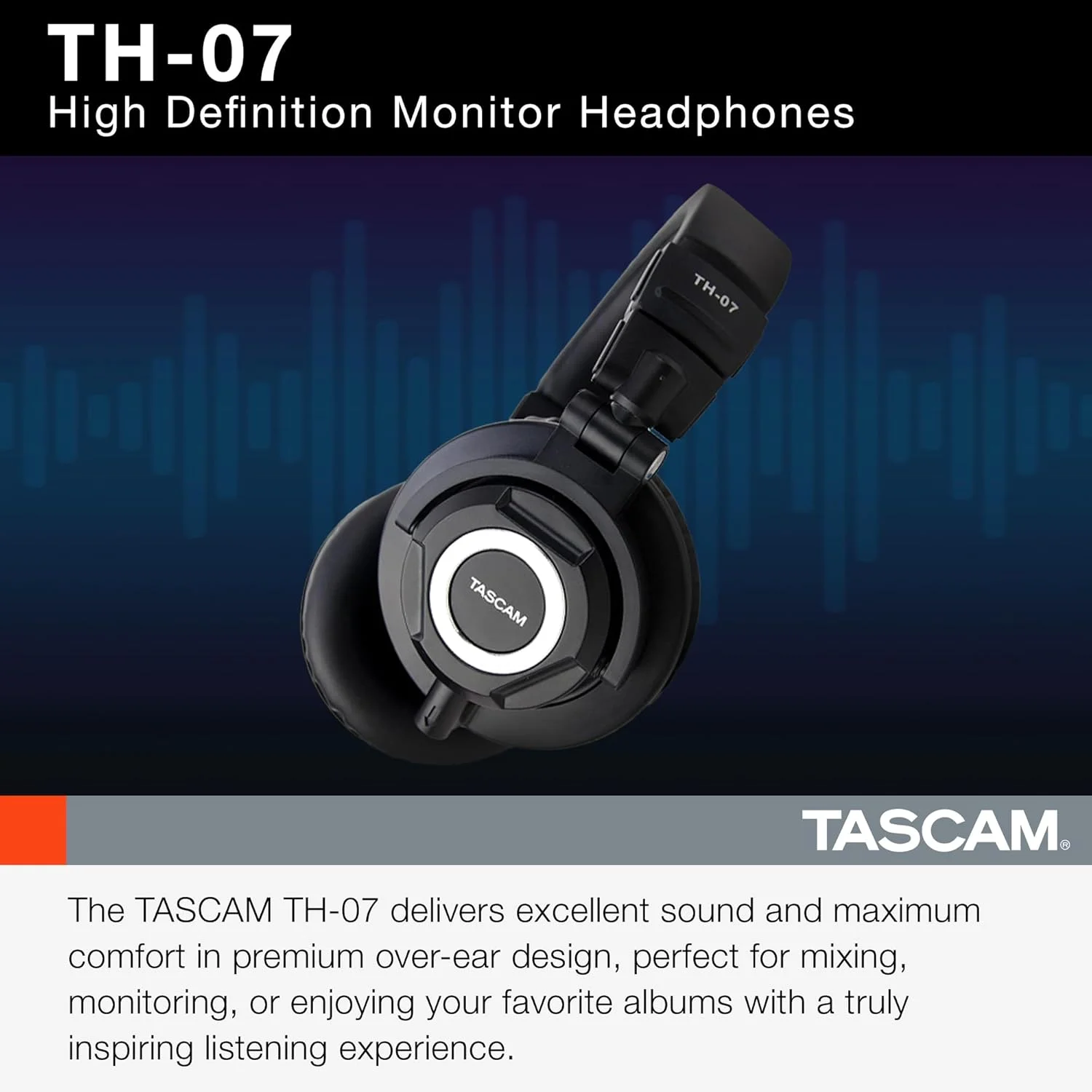 هدفون مانیتورینگ استودیویی با کیفیت بالا Tascam TH-07، مشکی هدفون مانیتورینگ استودیویی با کیفیت بالا Tascam TH-07، مشکی