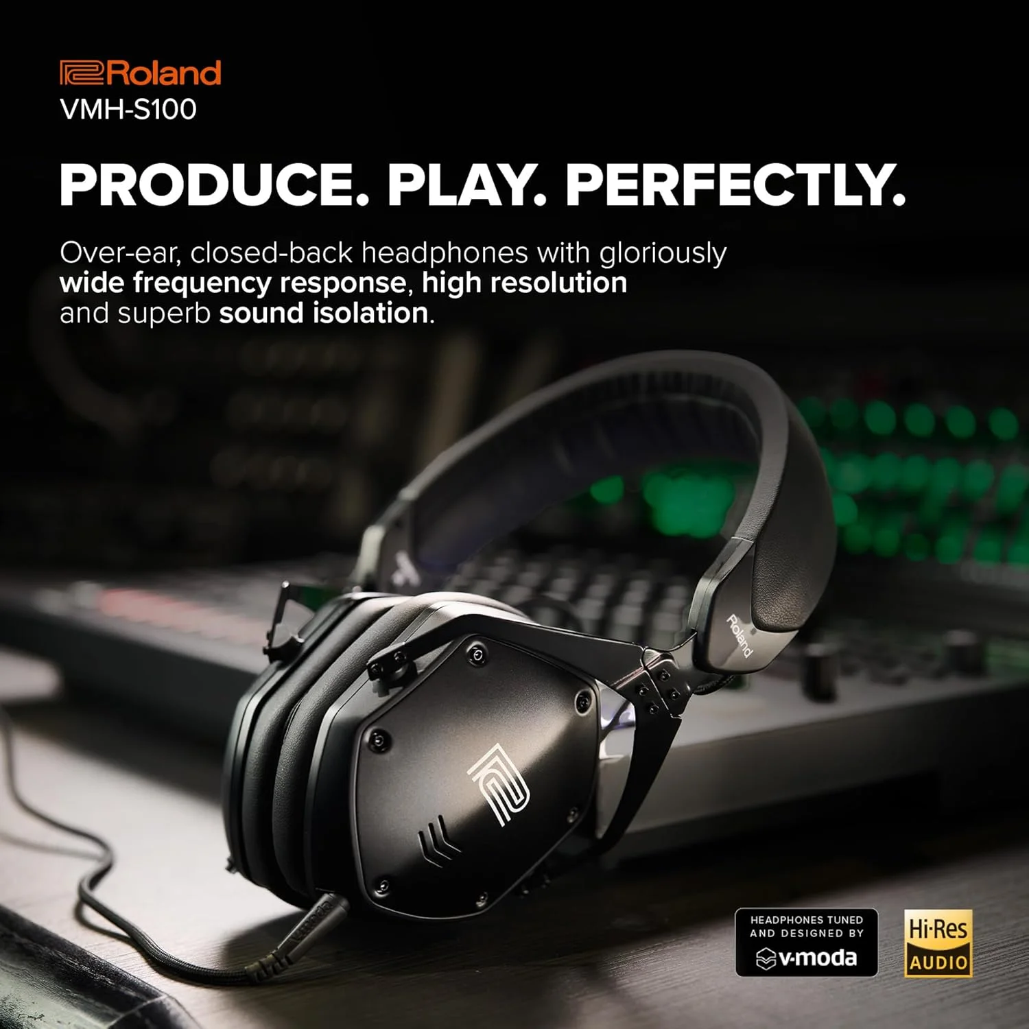 هدفون روگوشی با وضوح بالا Roland VMH-S100 برای تولید موسیقی، پاسخ فرکانسی گسترده، جداسازی سیگنال برجسته، درایور 50 میلیمتری، راحت و بادوام هدفون روگوشی با وضوح بالا Roland VMH-S100 برای تولید موسیقی، پاسخ فرکانسی گسترده، جداسازی سیگنال برجسته، درایور 50 میلیمتری، راحت و بادوام