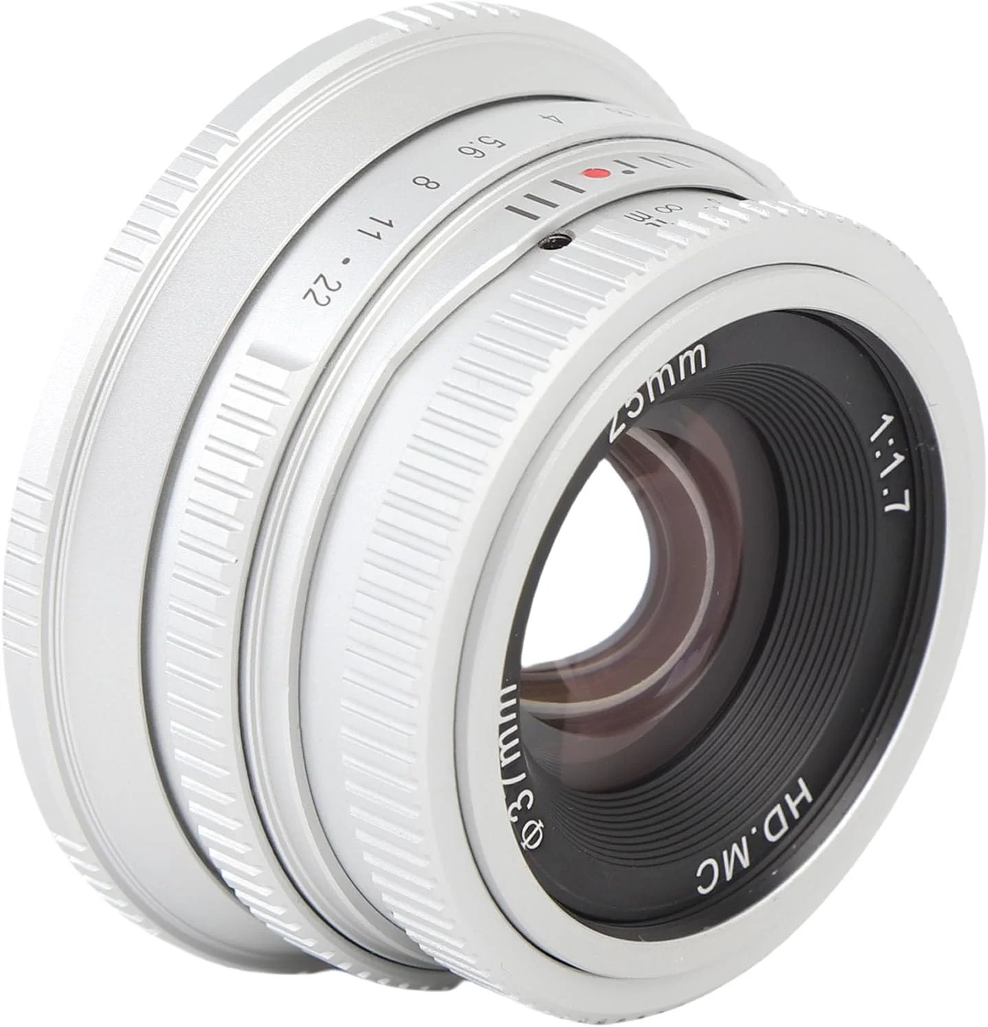 لنز دستی 25mm F1.7 - دیافراگم بزرگ و جلوه انفجار زوم برای دوربین های M4/3، آلیاژ آلومینیوم سبک وزن با بوکه 10 تیغه ای (فوکوس نزدیک 20 سانتی متر) (نقره ای)