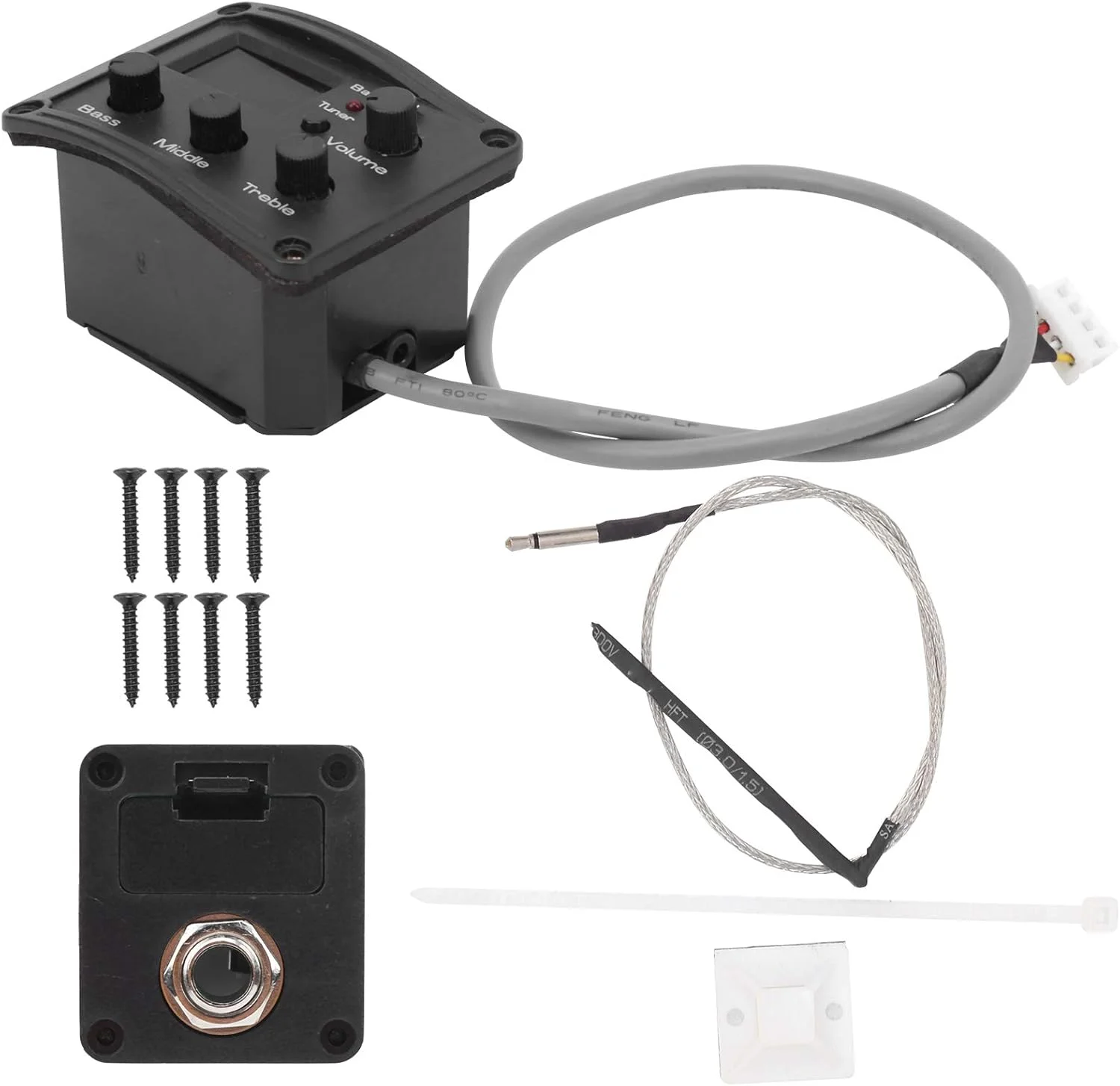 پیکاپ یوکللی، تیونر رنگی EQ با نمایشگر LED، پیکاپ سرامیکی حساس به فشار، اکولایزر 3 قسمتی موزیکال