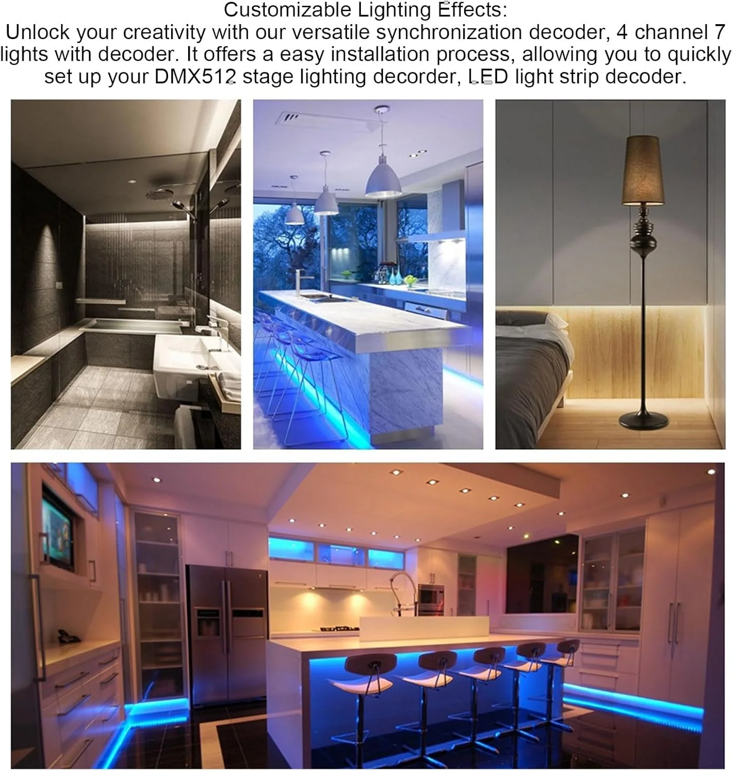 رمزگشای نورپردازی استیج Zerodis، جلوه های نورپردازی قابل تنظیم، 4 کانال برای مبتدیان استیج