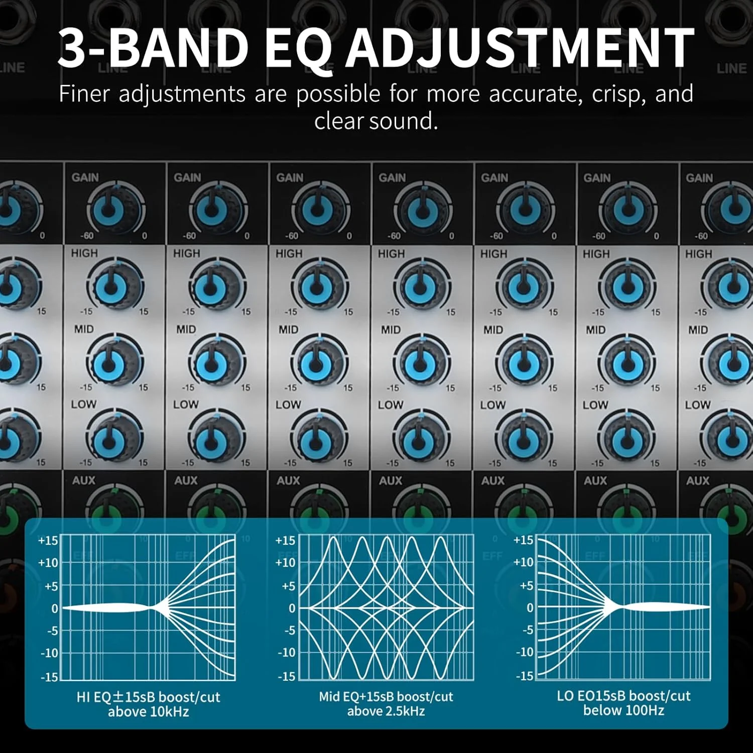 میکسر صوتی XTUGA برای کامپیوتر، میکسر DJ، کنسول برد صدا 8 کانال، افکت دیجیتال داخلی، رابط استودیویی بلوتوث با فانتوم پاور 48 ولت، ورودی خروجی RCA، MP3 EQ (CT-8) میکسر صوتی XTUGA برای کامپیوتر، میکسر DJ، کنسول برد صدا 8 کانال، افکت دیجیتال داخلی، رابط استودیویی بلوتوث با فانتوم پاور 48 ولت، ورودی خروجی RCA، MP3 EQ (CT-8)