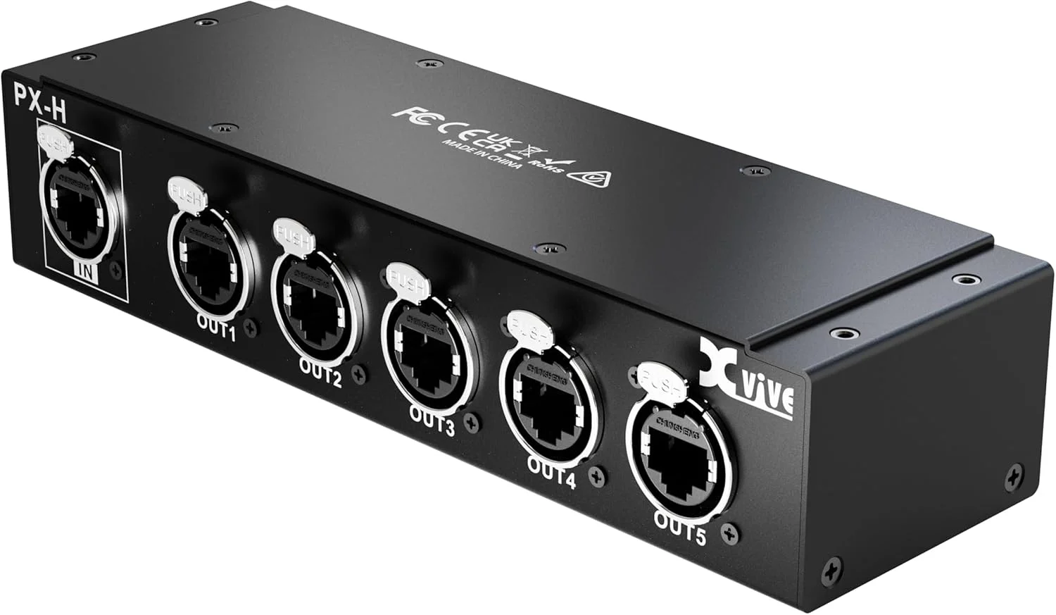 سیستم مانیتور شخصی داخل گوشی Xvive PX-H برای مانیتورهای استیج، 1 ورودی اترنت و 5 خروجی اترنت با کیت رک مونت 1U * 19 اینچی.