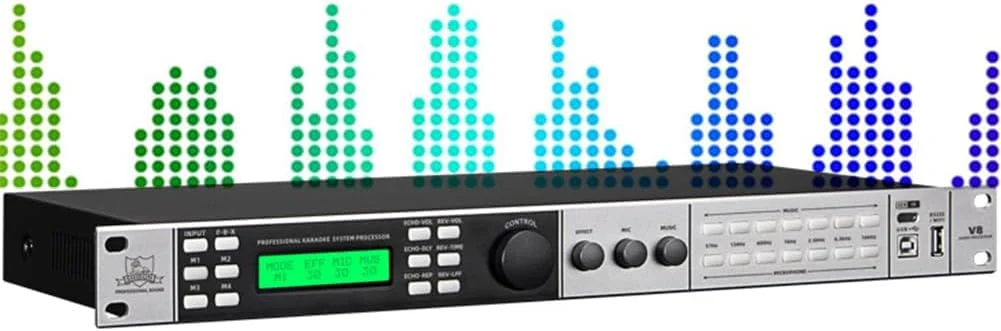 اکولایزر گرافیکی استریو 16 باندی، اکولایزرهای صوتی حرفه ای، 15 افکت سفارشی، دیباگینگ PC، سرکوب کننده فیدبک دیجیتال 3 مرحله ای، تغییر گام 7 قسمتی سه بعدی، برای استودیوی ضبط