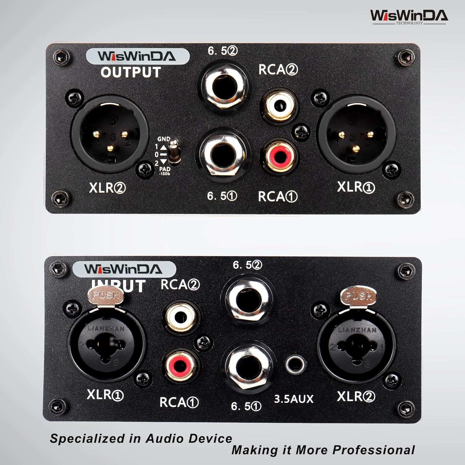 ایزولاتور نویز گراند لوپ چند کاناله XLR RCA 1/4 6.35 1/8 3.5 (بدون کاهش بیس) با پوشش طلایی، حذف کننده نویز صوتی، فیلتر نویز بلندگو، بدنه آلومینیومی برای پخش کننده صوتی استریو HIFI (مشکی)