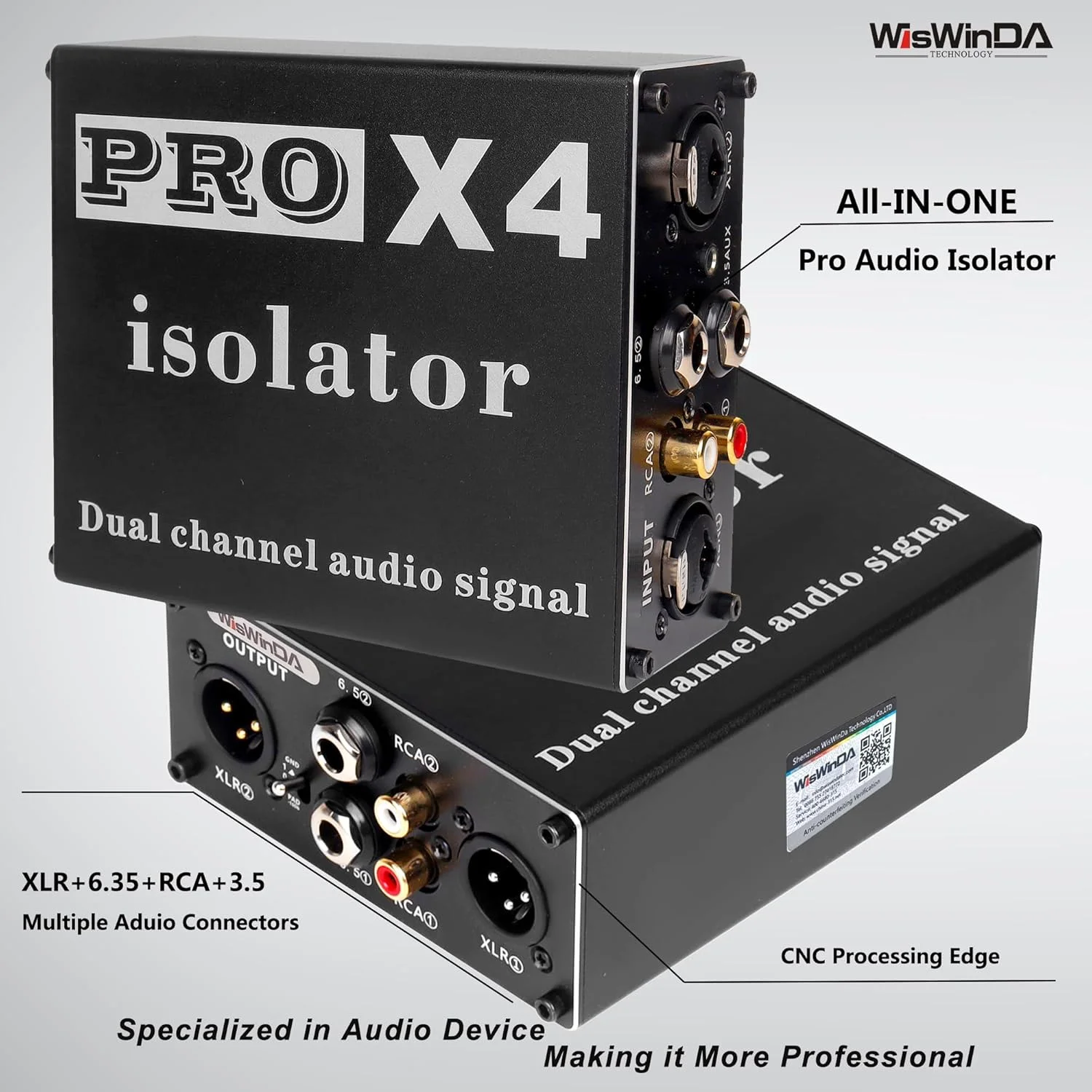 ایزولاتور نویز گراند لوپ چند کاناله XLR RCA 1/4 6.35 1/8 3.5 (بدون کاهش بیس) با پوشش طلایی، حذف کننده نویز صوتی، فیلتر نویز بلندگو، بدنه آلومینیومی برای پخش کننده صوتی استریو HIFI (مشکی)