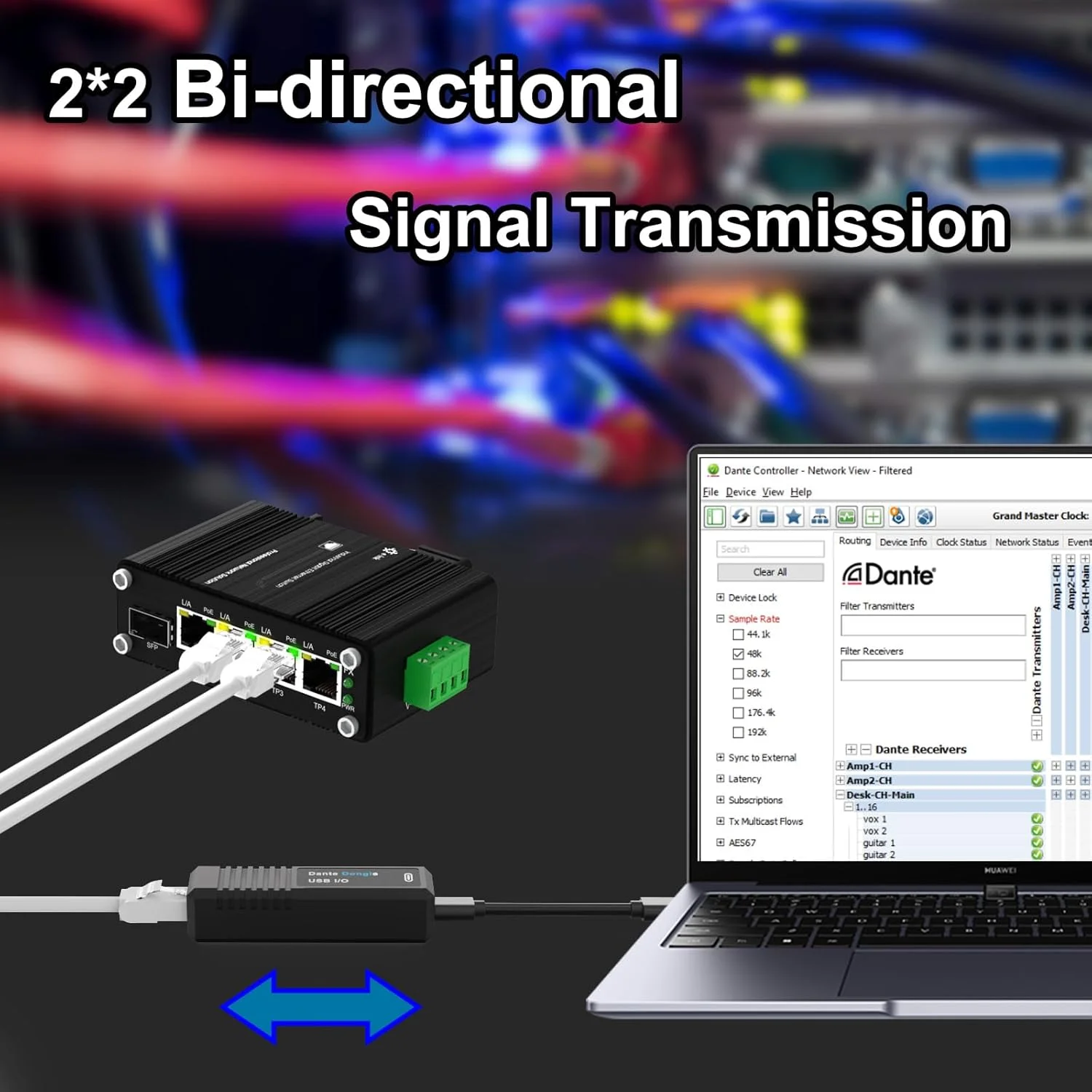 آداپتور دو طرفه آنالوگ Audinate Dante AVIO، دانگل Dante USB I/O صدای دیجیتال با پشتیبانی از انتقال سیگنال دو طرفه 2 * 2 کانال