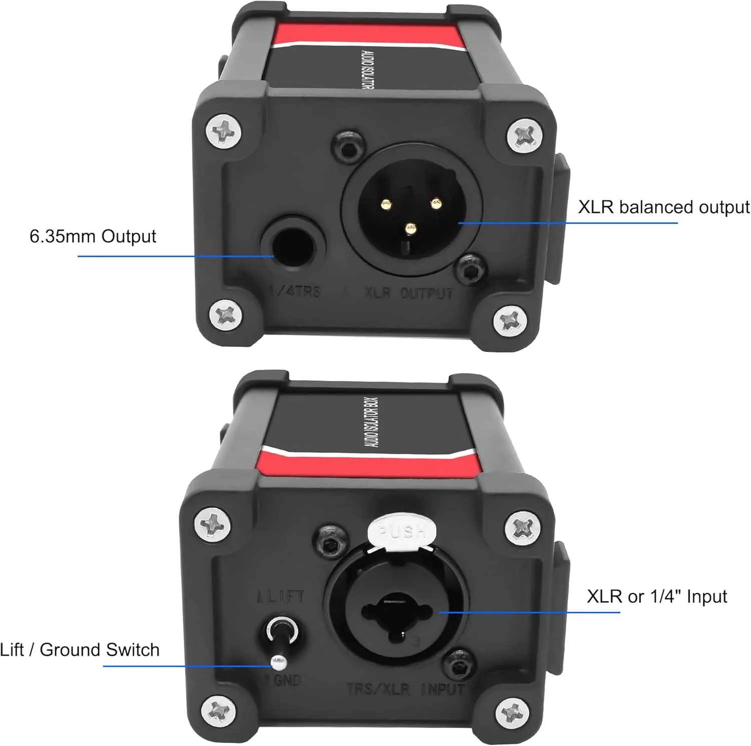 ایزولاتور صوتی XMSJSIY با ورودی/خروجی XLR/ 1/4 اینچ 6.35mm TRS TS، حذف کننده نویز و همهمه، ترانسفورماتور ایزولاسیون حلقه زمین با سوئیچ اتصال زمین و قطع اتصال زمین برای میکسر HiFi، ساب ووفر و سیستم صوتی ایزولاتور صوتی XMSJSIY با ورودی/خروجی XLR/ 1/4 اینچ 6.35mm TRS TS، حذف کننده نویز و همهمه، ترانسفورماتور ایزولاسیون حلقه زمین با سوئیچ اتصال زمین و قطع اتصال زمین برای میکسر HiFi، ساب ووفر و سیستم صوتی