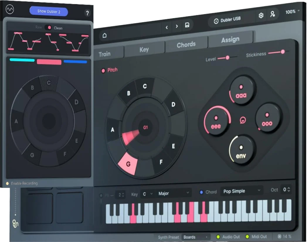 مجموعه استودیویی Vochlea Dubler 2، کنترلر صدا به میدی، شامل نرم افزار تولید موسیقی