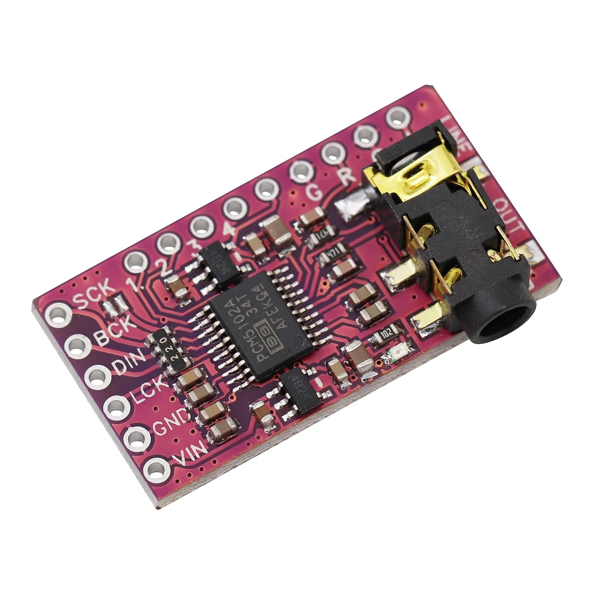 برد رمزگشای مبدل دیجیتال به آنالوگ استریو PCM5102، ماژول صوتی، رابط I2S، برد پخش کننده با فرمت PHAT با جک 3.5 میلی متری برای آردوینو