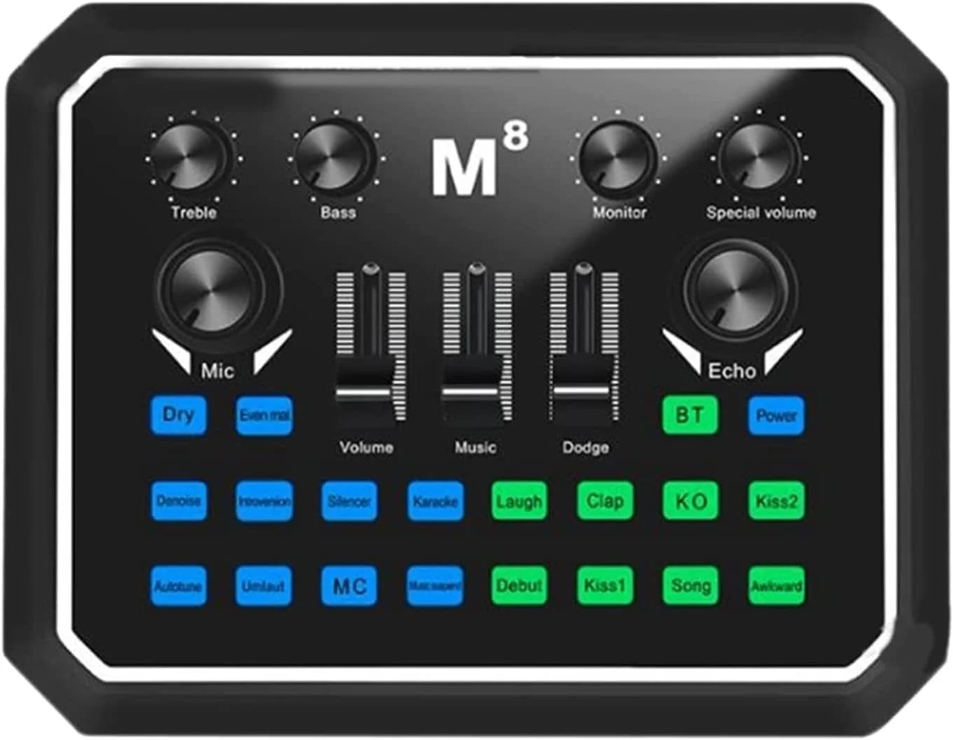 میکسر صوتی حرفه ای TsoLay، کارت صدای دیجیتال میکسر زنده با همراهی بی سیم بلوتوث، 8 افکت صوتی صحنه محبوب، یک قطعه کاهش نویز، برای آواز خواندن، پخش زنده