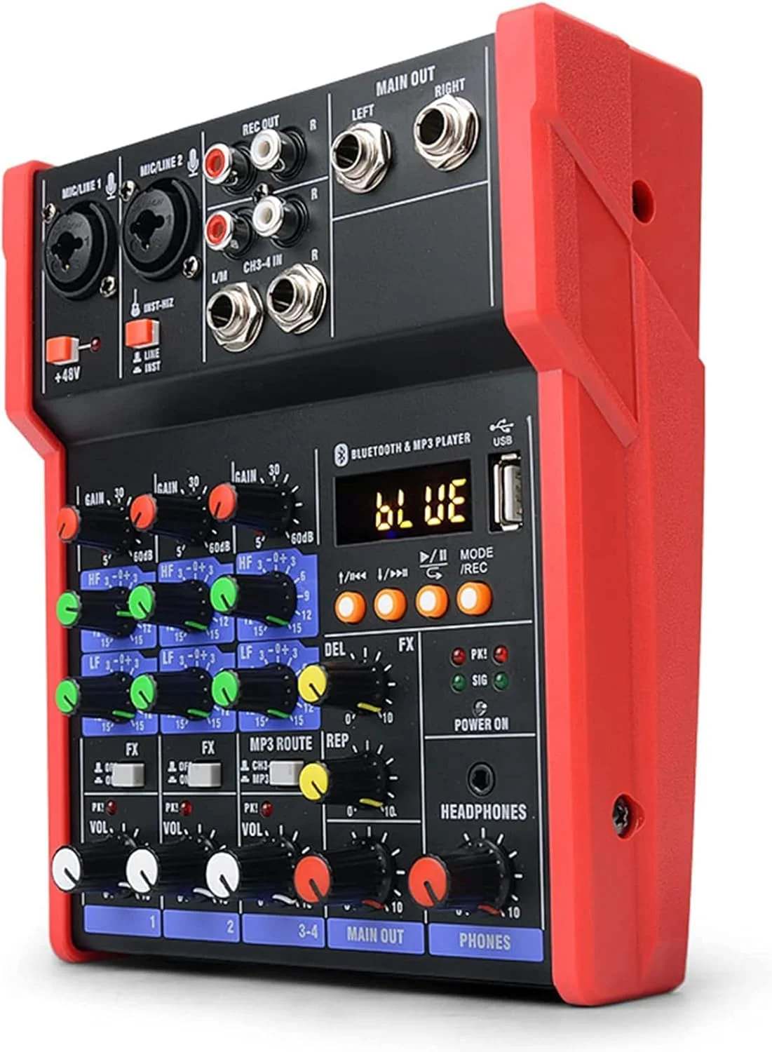 میکسر حرفه ای 4 کاناله DJ TsoLay، کارت صدای کوچک زنده با افکت Reverb، میکسر صوتی با بلوتوث و ضبط USB، افکت reverb داخلی، جک صوتی 2 در 1، دکمه تنظیم reverb، برای استودیو مهمانی