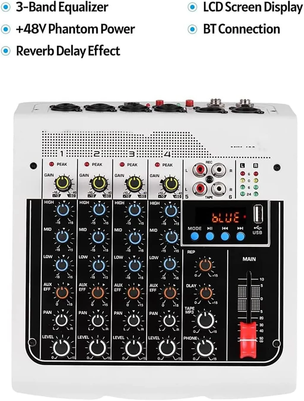 میکسر صوتی حرفه ای 6 کاناله TsoLay، کنسول Reverb صوتی با افکت های تاخیر Reverb، اتصال بی سیم، EQ 3 باندی، اتصال USB به کامپیوتر، ورودی و خروجی استریو، برای استیج زنده خانگی