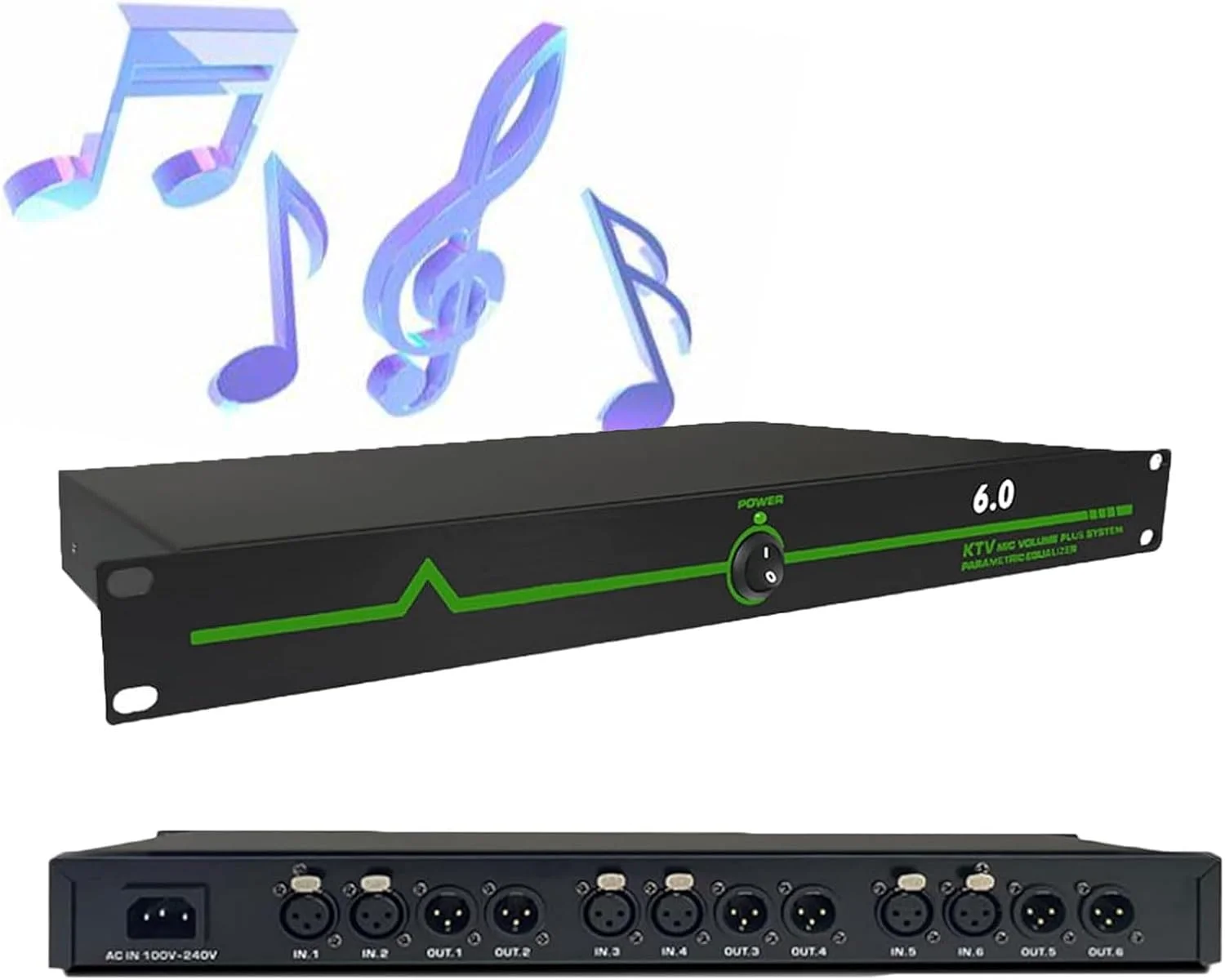 حذف کننده فیدبک 6 ورودی و 6 خروجی، شیفتر فرکانس ضد فیدبک میکروفون حرفه ای، پردازنده صوتی کنفرانس، افکتور میکروفون استیج KTV، برای اجرا، تئاتر، سینما، بار