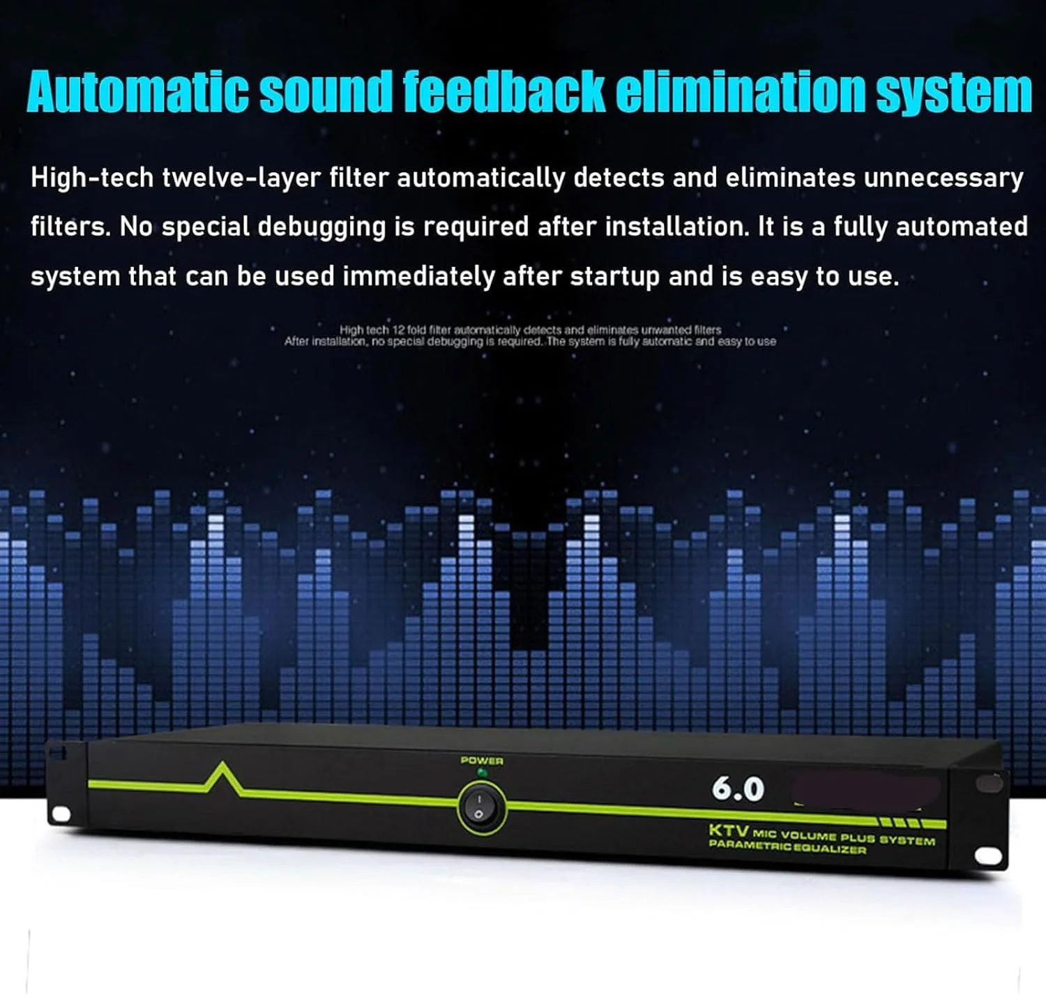 حذف کننده فیدبک 6 ورودی و 6 خروجی، شیفتر فرکانس ضد فیدبک میکروفون حرفه ای، پردازنده صوتی کنفرانس، افکتور میکروفون استیج KTV، برای اجرا، تئاتر، سینما، بار