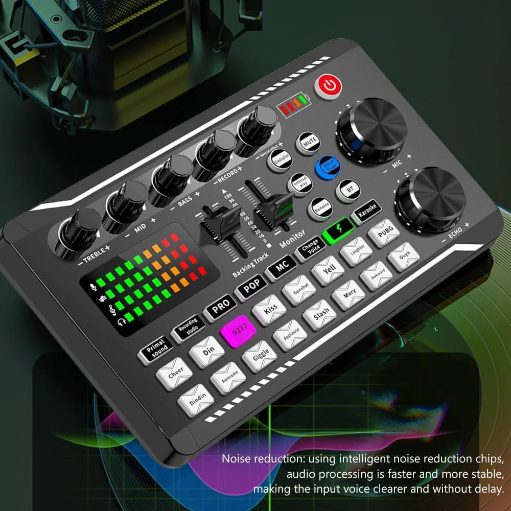 کیت میکروفون معلق حرفه ای شامل کارت صدای F998، میکروفون BM800 کندانسور، پایه بازویی میکروفون، نگهدارنده ضد ضربه، بادگیر و پاپ فیلتر بازویی برای استودیو