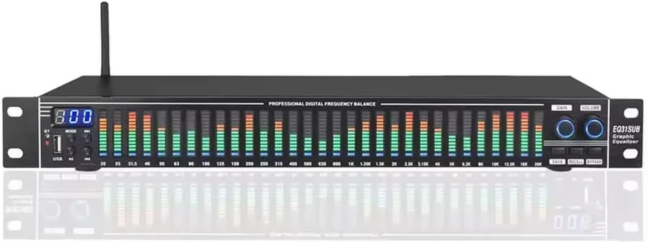 اکولایزر دیجیتال EQ31SUB صوتی خانگی، اکولایزر گرافیکی استریو 31 باندی حرفه ای آنالایزر طیف صوتی نویز، نمایش سطح فرکانس در زمان واقعی