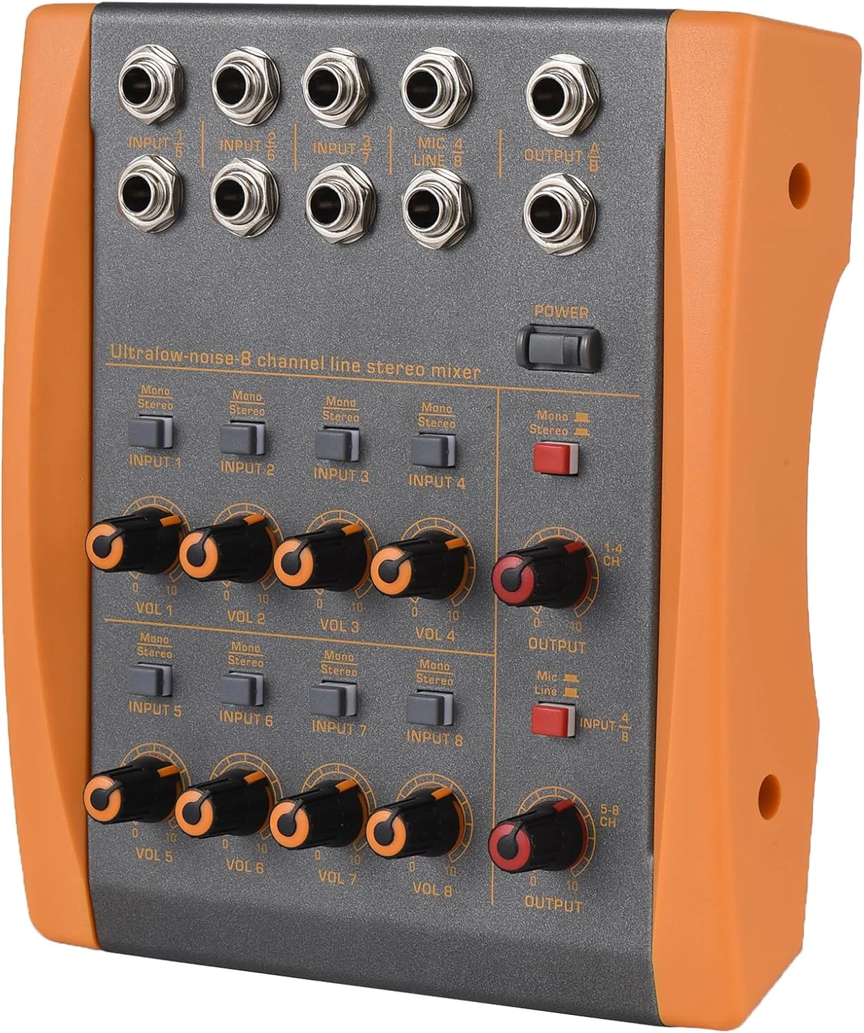 میکسر صدا 8 کاناله با نویز بسیار کم، 8 کانال استریو، میکسر دیجیتال صوتی فشرده با قابلیت تعویض مونو/استریو برای گیتار و بیس