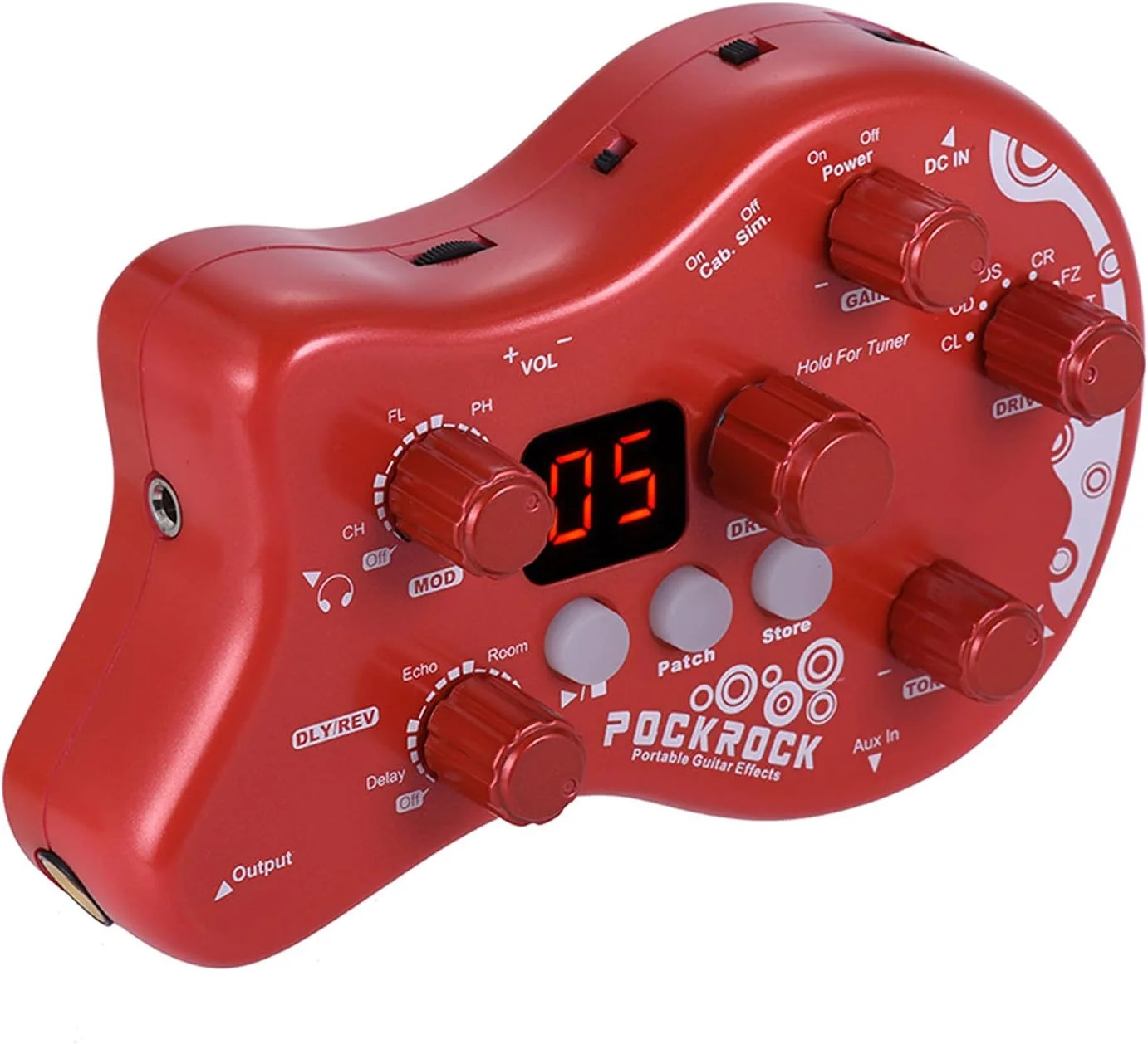 پدال دیستورشن گیتار، پردازنده مولتی افکت، پدال افکت گیتار، 15 نوع افکت، 40 ریتم درام، عملکرد تیونینگ با آداپتور برق (قرمز)