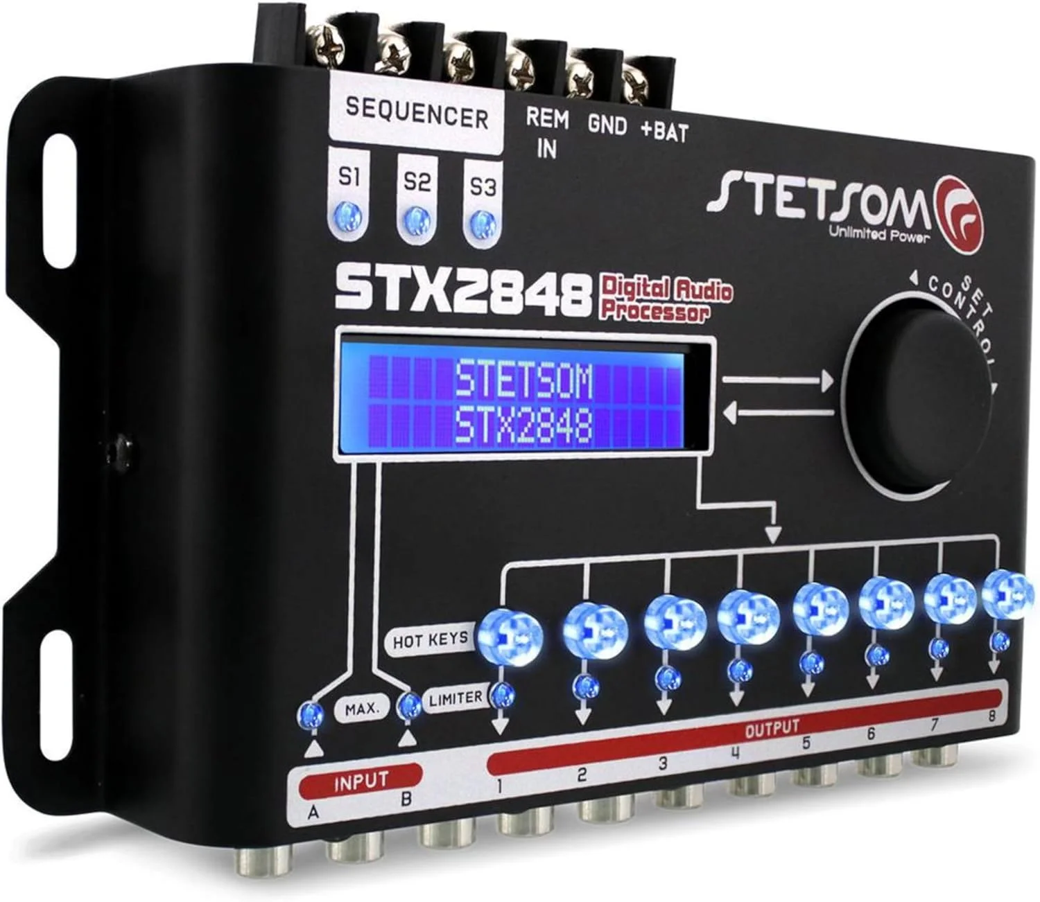 کراس اوور و اکولایزر DSP استتسوم STX 2848 هشت کاناله پردازشگر سیگنال دیجیتال کامل (ترتیب دهنده) 2.8 ریموت رله