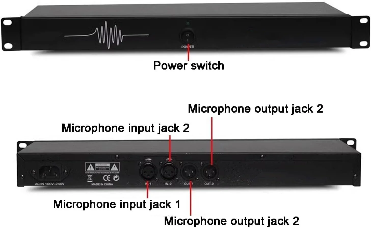 حذف کننده فیدبک، پردازنده صوتی 2 ورودی 2 خروجی، سرکوب کننده ضد زوزه میکروفون، برای کنفرانس استیج اجرا