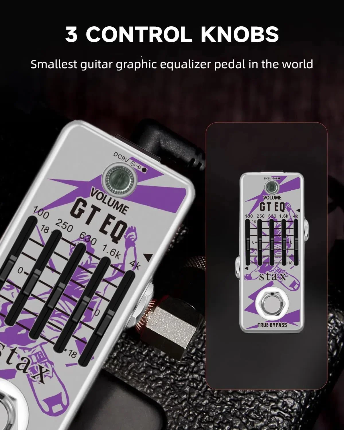 پدال افکت اکولایزر 5 باندی گیتار Stax، فرکانس های مرکزی: 100Hz، 250Hz، 630Hz، 1.6kHz، 4kHz