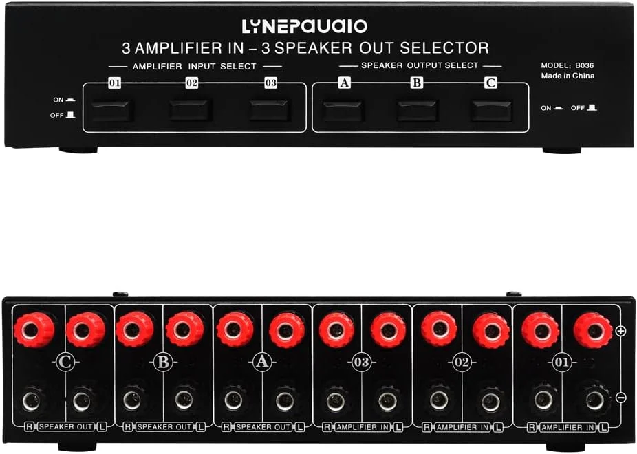 تقویت کننده بلندگو، تقویت کننده قدرت 3 ورودی 3 خروجی و سوئیچ بلندگو، تقسیم کننده سوئیچ بلندگو، مقایسه کننده 300 وات در هر کانال بدون افت کیفیت صدا