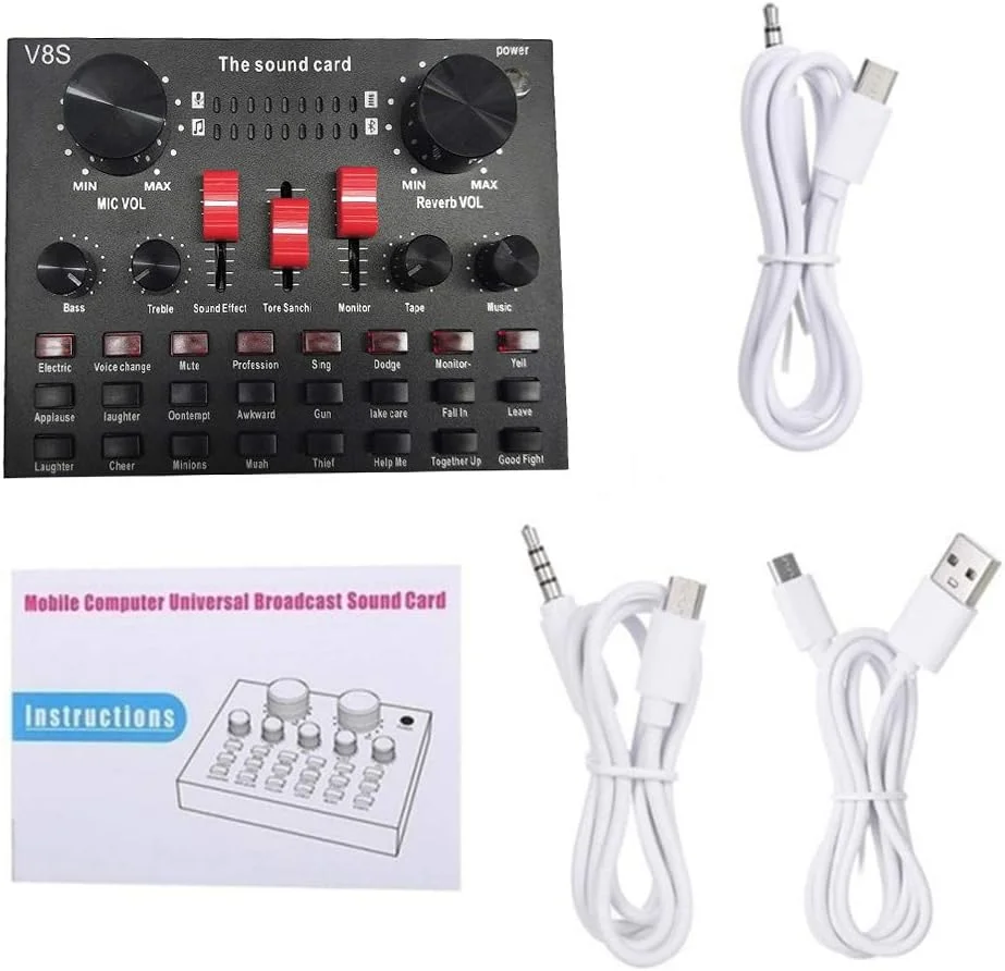 کارت صدا، کارت صدای زنده چند منظوره به همراه تجهیزات ضبط صدا میکروفون BM800 (مشکی و طلایی)