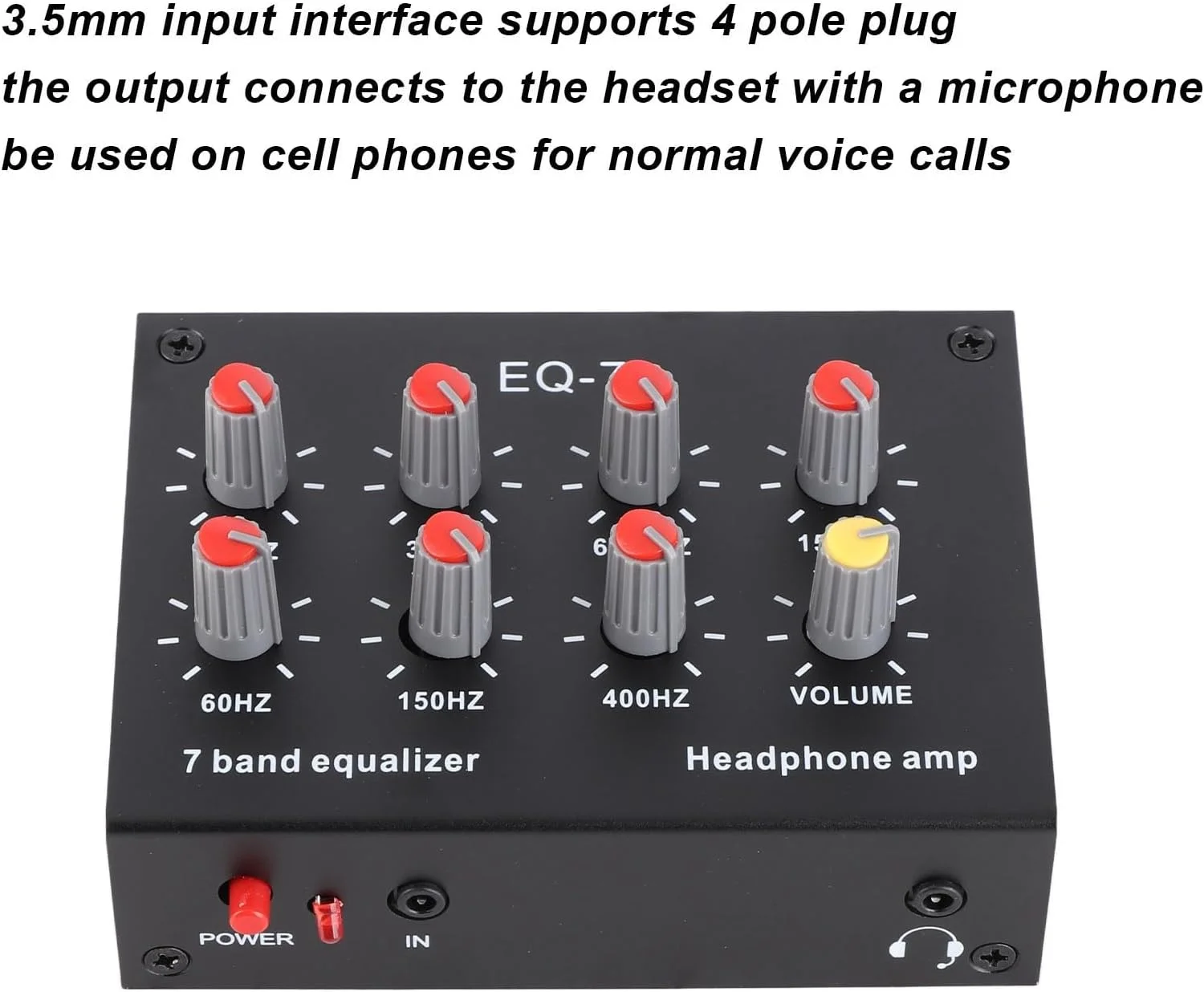 اکولایزر صوتی خودرو 7 باندی SIXRUN، دیجیتال دو کاناله، DC 5V-12V، با ورودی میکروفون، بدنه آلیاژ آلومینیوم