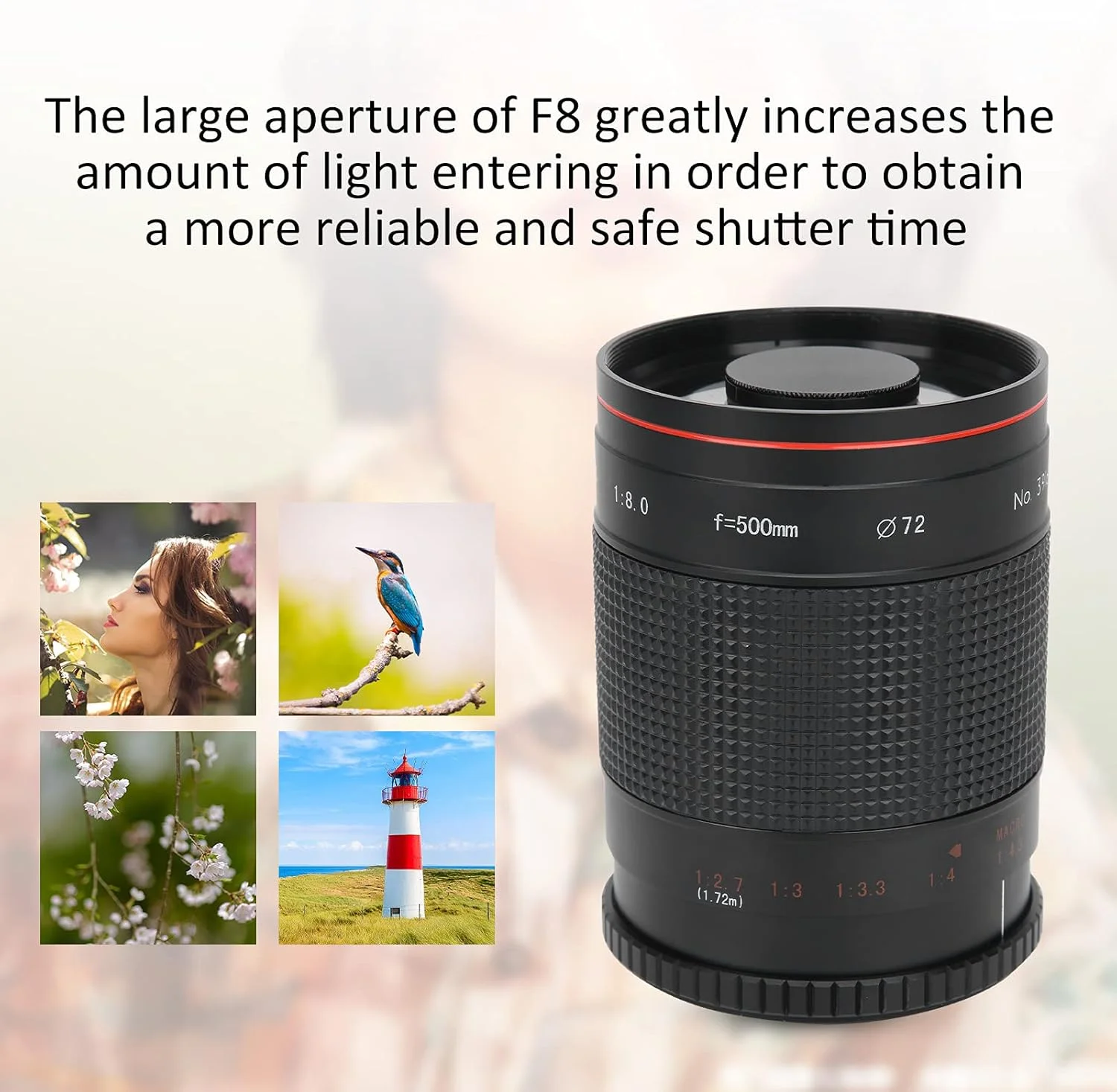 لنز آینه ای سوپر تله فوتو 500 میلی متری F8 برای مانت AI برای Nikon D850 D810 D800 D780 D750 D500 D7500 D7200 D5600 و غیره