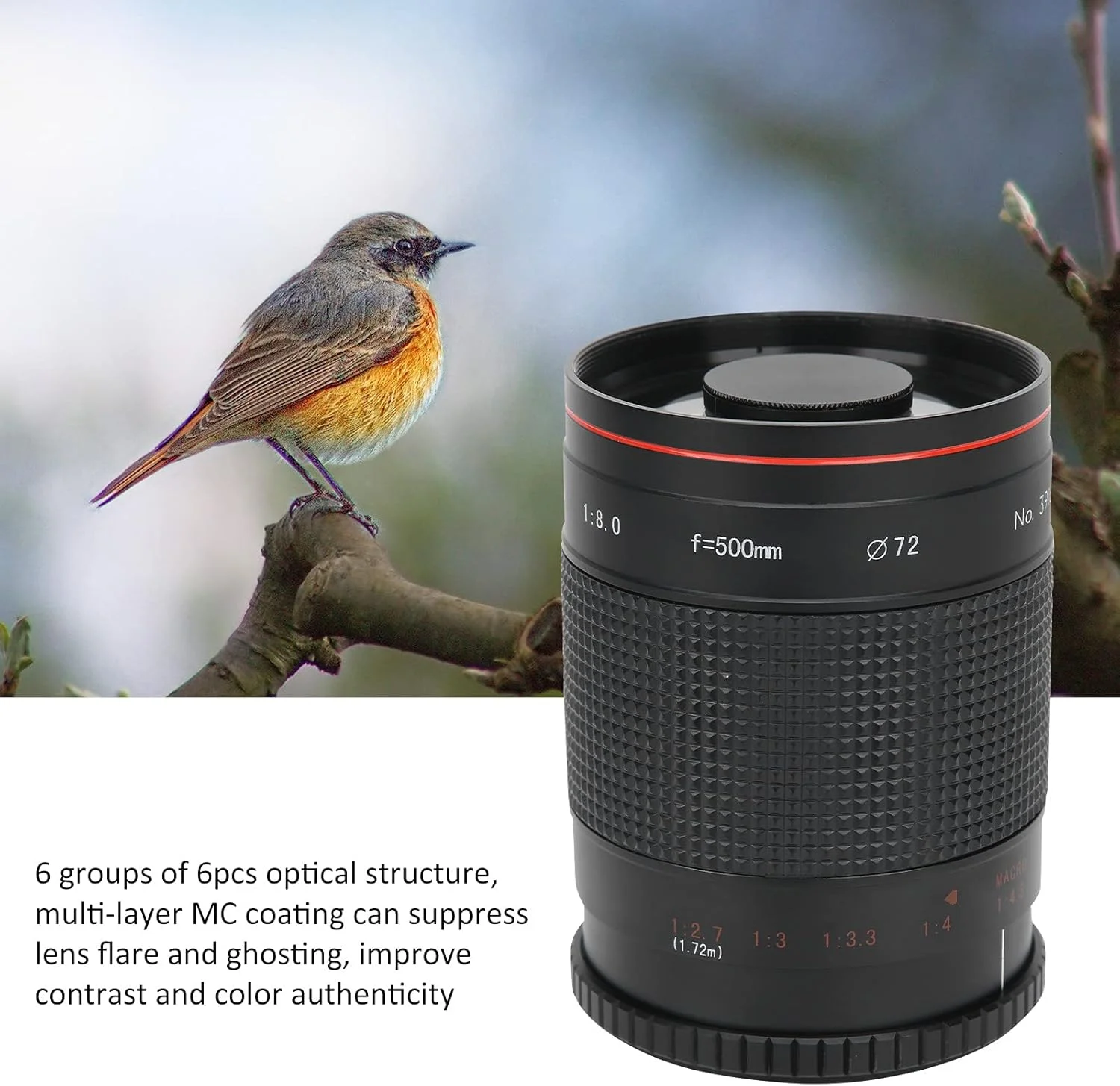 لنز آینه ای سوپر تله فوتو 500 میلی متری F8 برای مانت AI برای Nikon D850 D810 D800 D780 D750 D500 D7500 D7200 D5600 و غیره