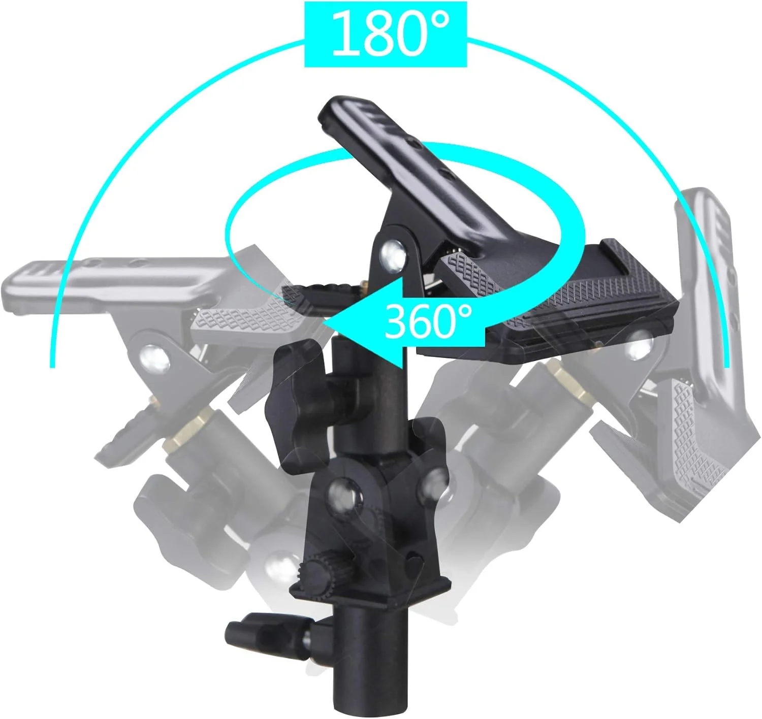 نگهدارنده رفلکتور استودیویی WELLMAKING با قابلیت چرخش 180 درجه، گیره فلزی سه پایه سنگین با آداپتور پیچ 1/4 و 3/8 اینچ برای پس زمینه صفحه نمایش استودیویی، چتر و پایه نور