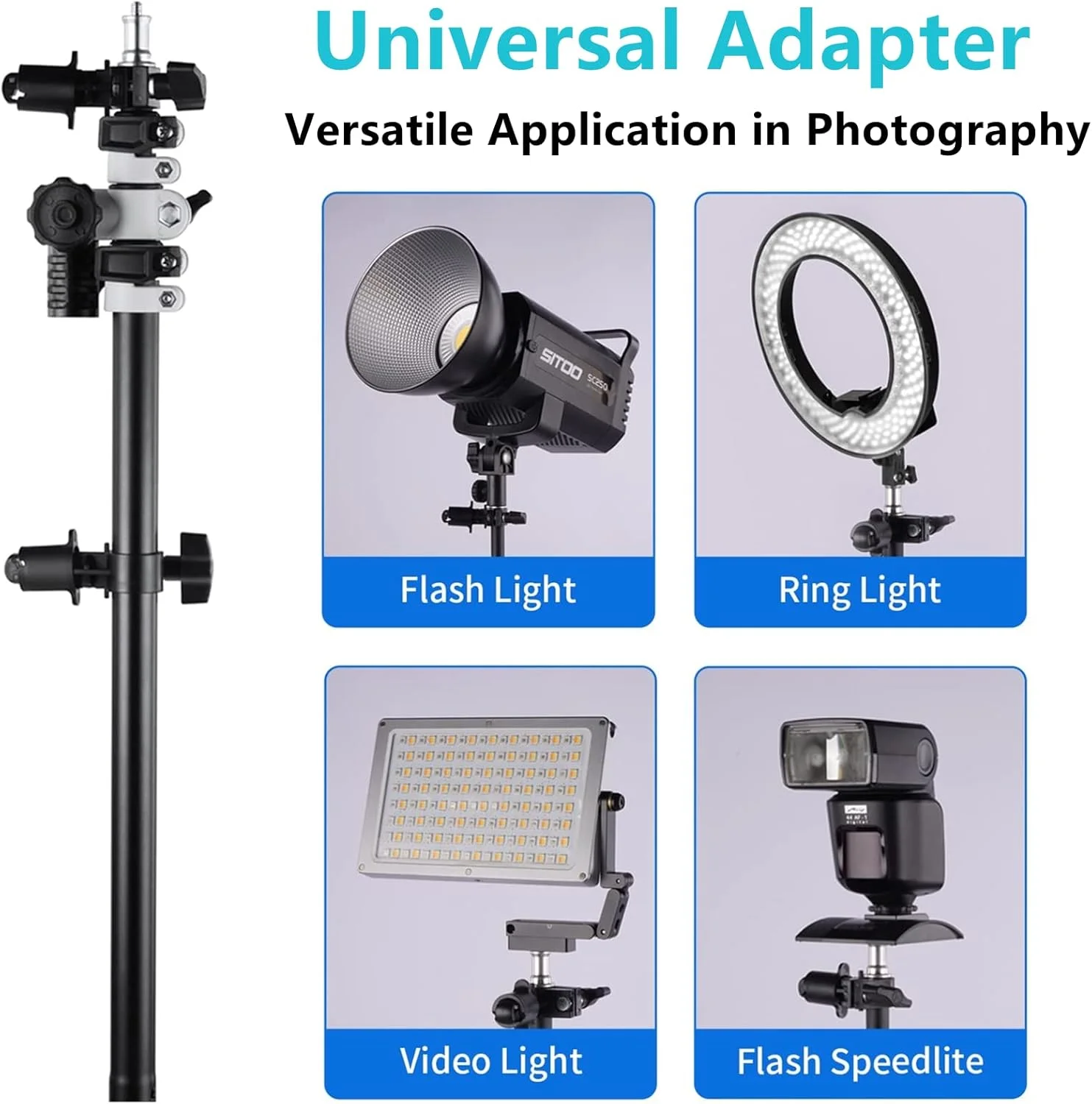 بازوی نگهدارنده رفلکتور تلسکوپی قابل تنظیم 55-135 سانتی متر با قابلیت چرخش 360 درجه برای استودیو عکس، عکاسی پرتره و فیلمبرداری