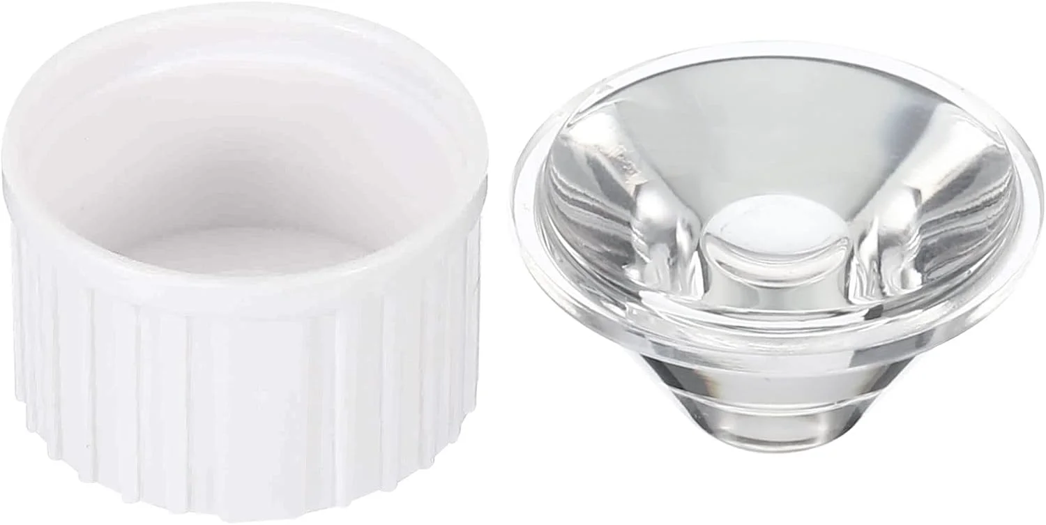 پاتیکیل 8 ست لنز LED 20 میلی‌متری 60 درجه با نگهدارنده پلاستیکی، لنزهای نوری اکریلیک برای چراغ LED پرقدرت 1 و 3 وات، سفید شفاف