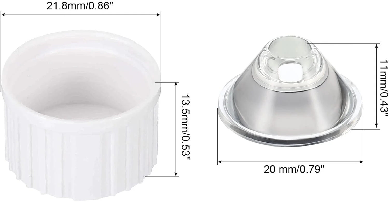 پاتیکیل 8 ست لنز LED 20 میلی‌متری 60 درجه با نگهدارنده پلاستیکی، لنزهای نوری اکریلیک برای چراغ LED پرقدرت 1 و 3 وات، سفید شفاف
