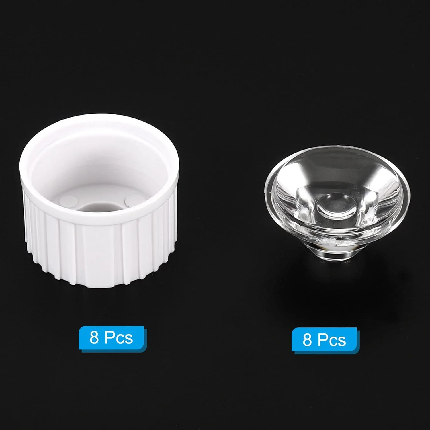 پاتیکیل 8 ست لنز LED 20 میلی‌متری 60 درجه با نگهدارنده پلاستیکی، لنزهای نوری اکریلیک برای چراغ LED پرقدرت 1 و 3 وات، سفید شفاف