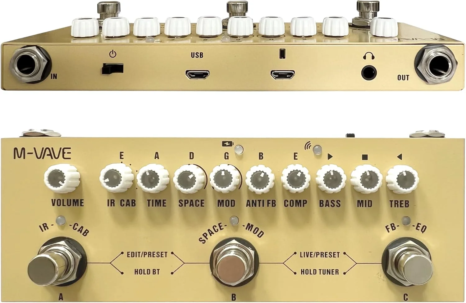 پدال گیتار آکوستیک چند افکتی SharkChili، پدال چند افکتی گیتار AC کیوب بیبی با افکت های دیلی، کروس، ترمولو و ریورب