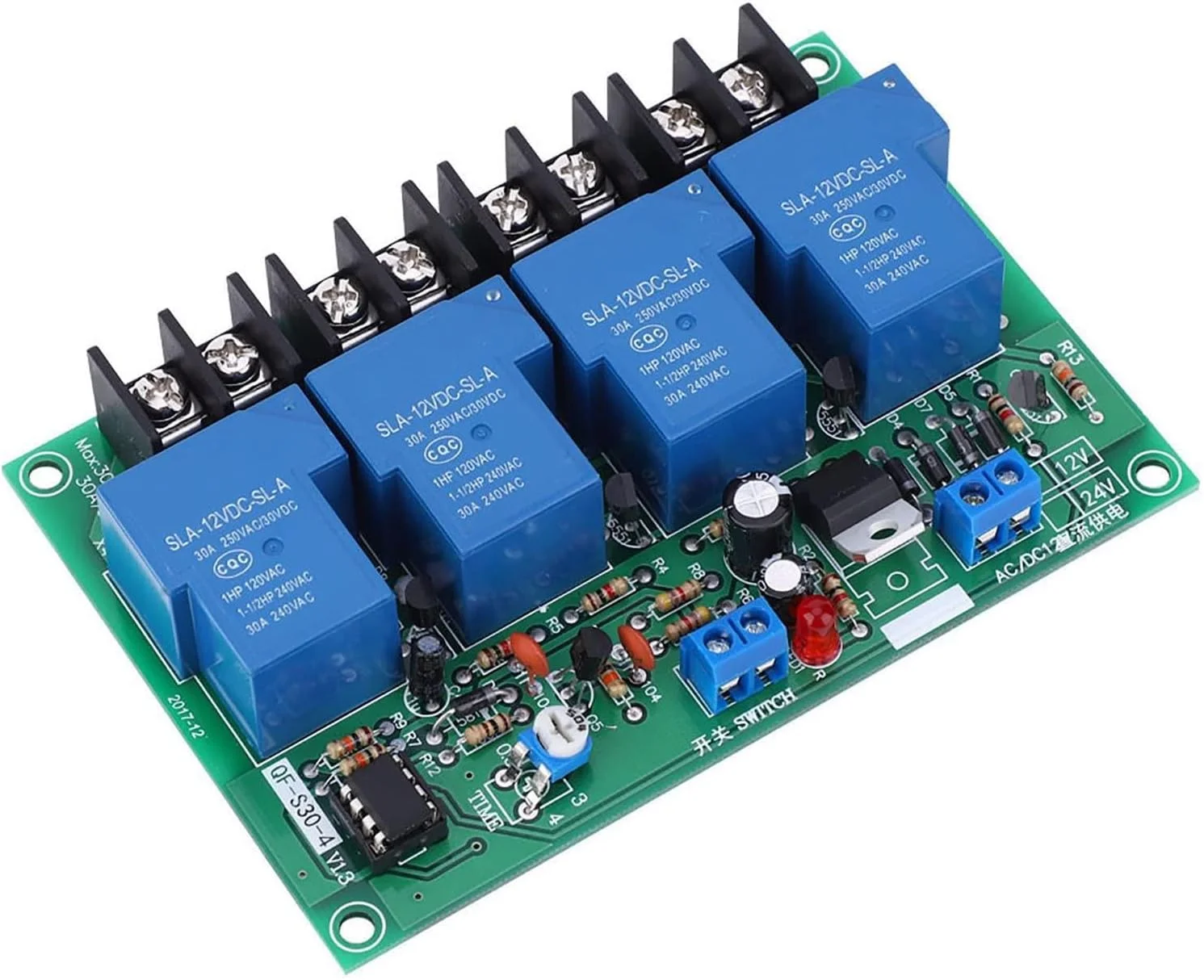 ماژول کنترلر ترتیبی 4 کاناله قابل تنظیم با برد توالی زمانی، 30 آمپر 0.5-4 ثانیه برای مصارف صنعتی