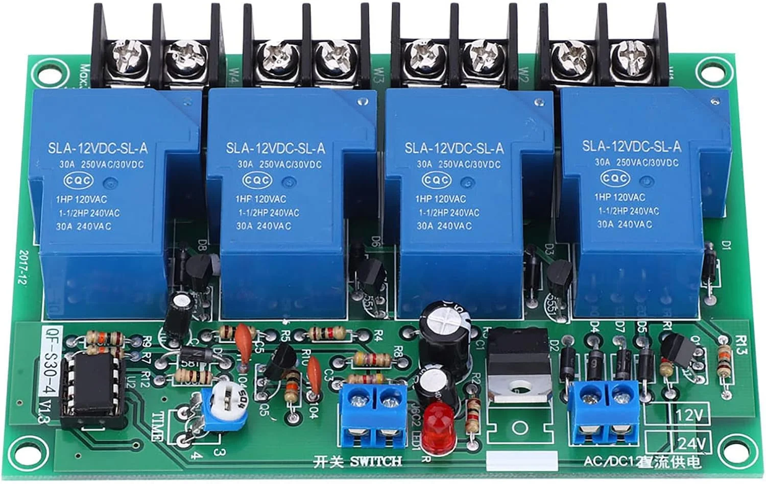 ماژول کنترل کننده ترتیبی قابل تنظیم برد توالی زمانی قدرت 30 آمپر 0.5-4 ثانیه 4 کانال CW CCW
