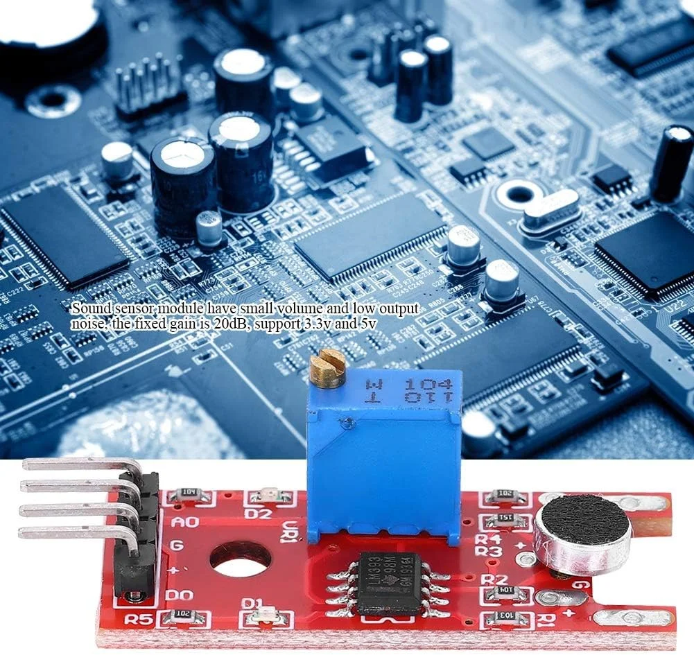 ماژول حسگر صدا 5 عددی، ماژول حسگر صدا میکروفون، فرستنده میکروفون، آی سی تقویت کننده میکروفون فوق العاده کوچک حرفه ای KY-038