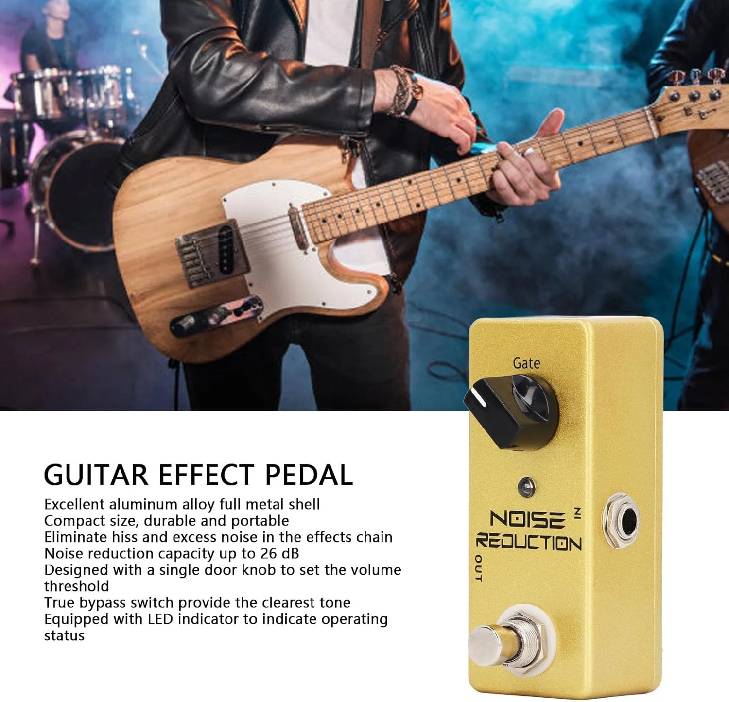پدال گیتار RiToEasysports، پدال افکت کاهش نویز True Bypass بدنه فلزی کامل لوازم جانبی قطعات گیتار الکتریک