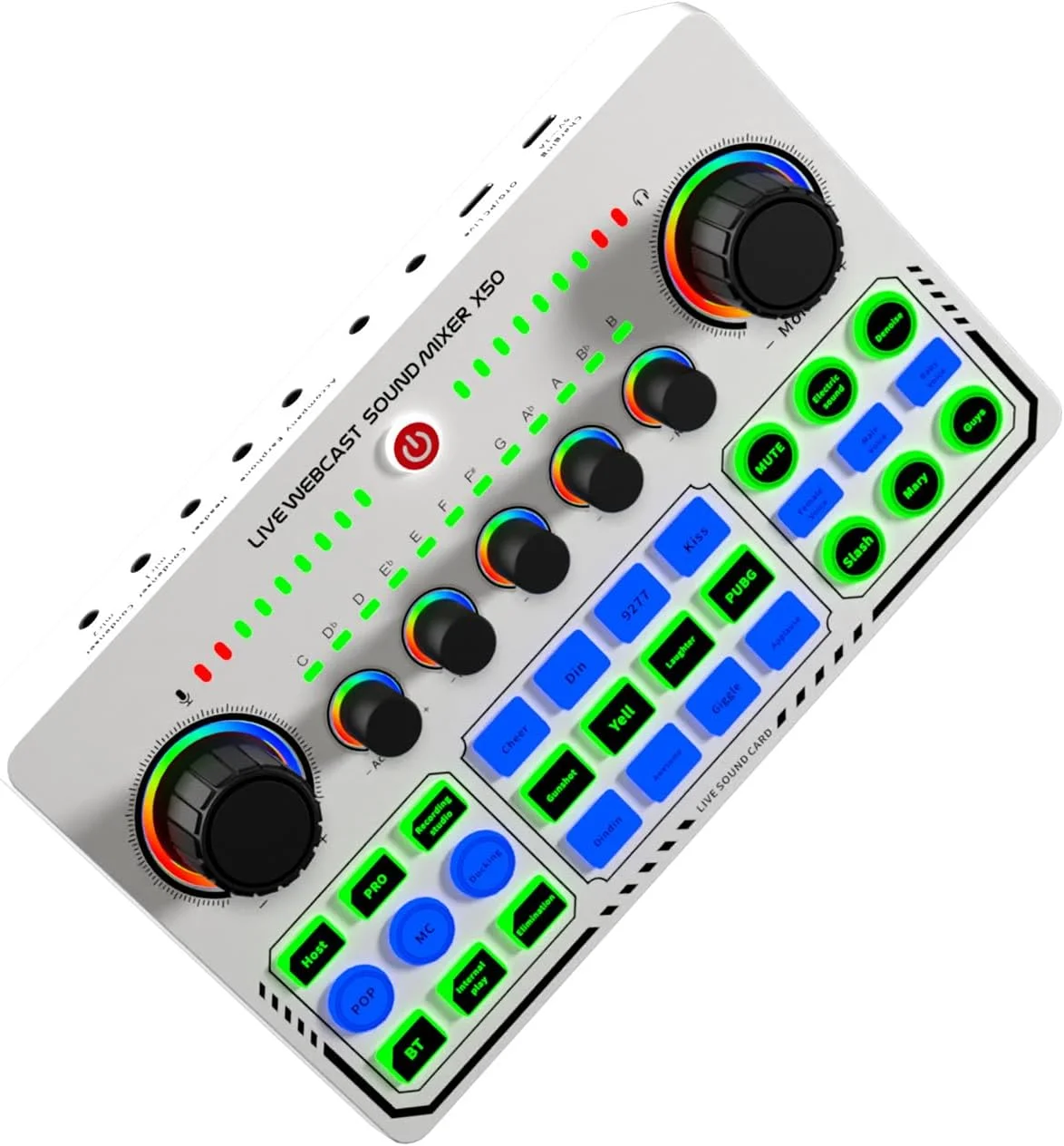 کارت صدای زنده، میکسر کارت صدای زنده برای ضبط، میز آواز، منبع تغذیه BT، انتقال دیجیتال بدون افت کیفیت OTG برای استریم، پادکست، بازی، ضبط صدا، باتری داخلی