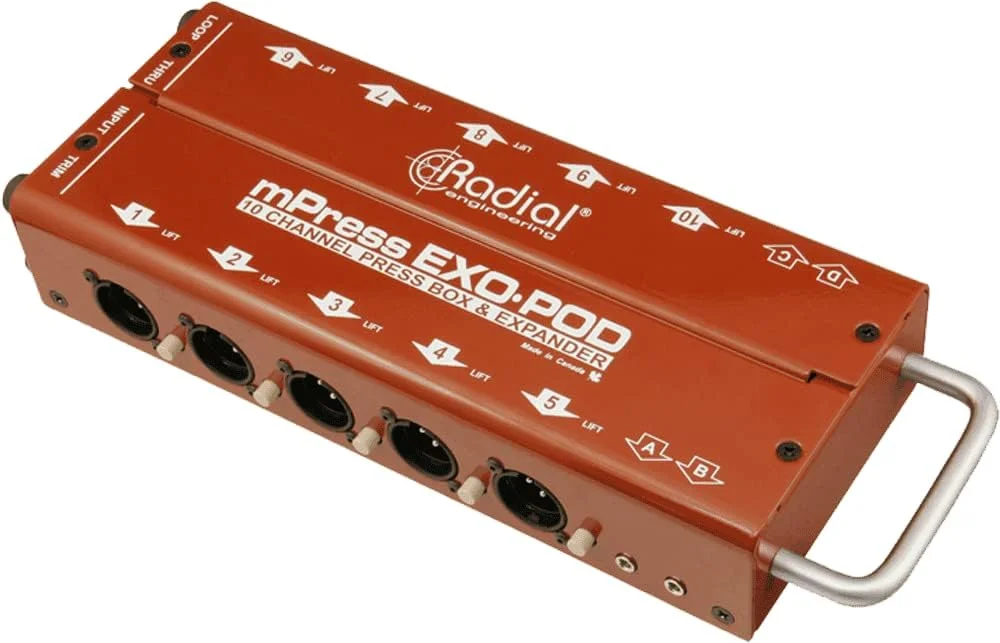 جعبه تقسیم پسیو مهندسی رادیال Kosiy Radial Engineering EXO-POD با 14 خروجی ایزوله ترانسفورماتور