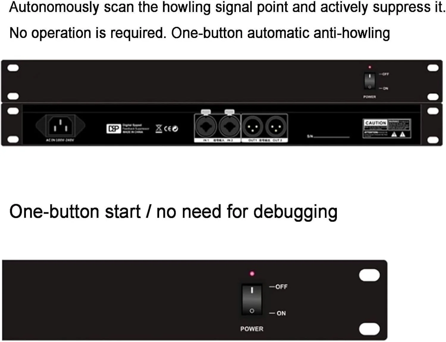 حذف کننده فیدبک حرفه ای، تغییر دهنده خودکار فرکانس میکروفون، پردازنده صوتی ضد زوزه برای اجرای صحنه، تجهیزات پردازشگر صدا، برای استیج و کنفرانس (6 کانال)