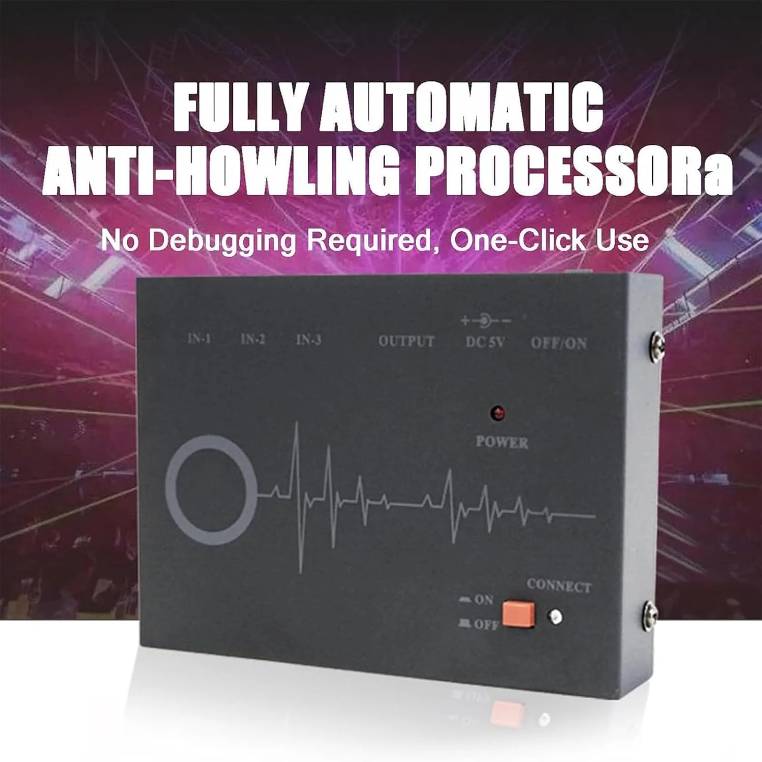 پردازشگر صوتی حرفه ای حذف فیدبک، شیفتر فرکانس فیدبک میکروفون 3 ورودی 1 خروجی، ضد هولینگ اتوماتیک، برای استودیو ضبط اتاق کنفرانس