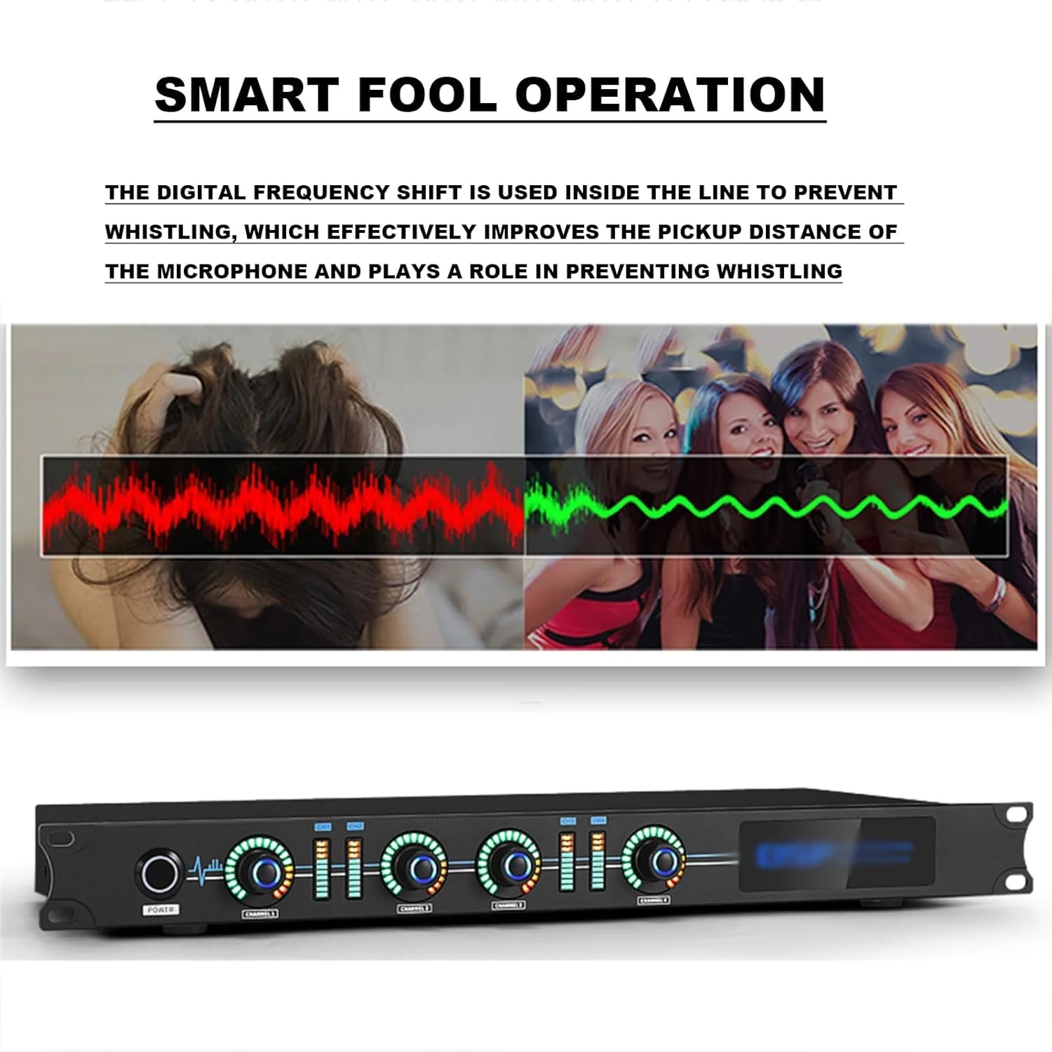 حذف کننده حرفه ای فیدبک، تغییر دهنده فرکانس ضد زوزه، پردازنده صوتی دیجیتال، ضد زوزه خودکار، برای کنفرانس استیج اجرا