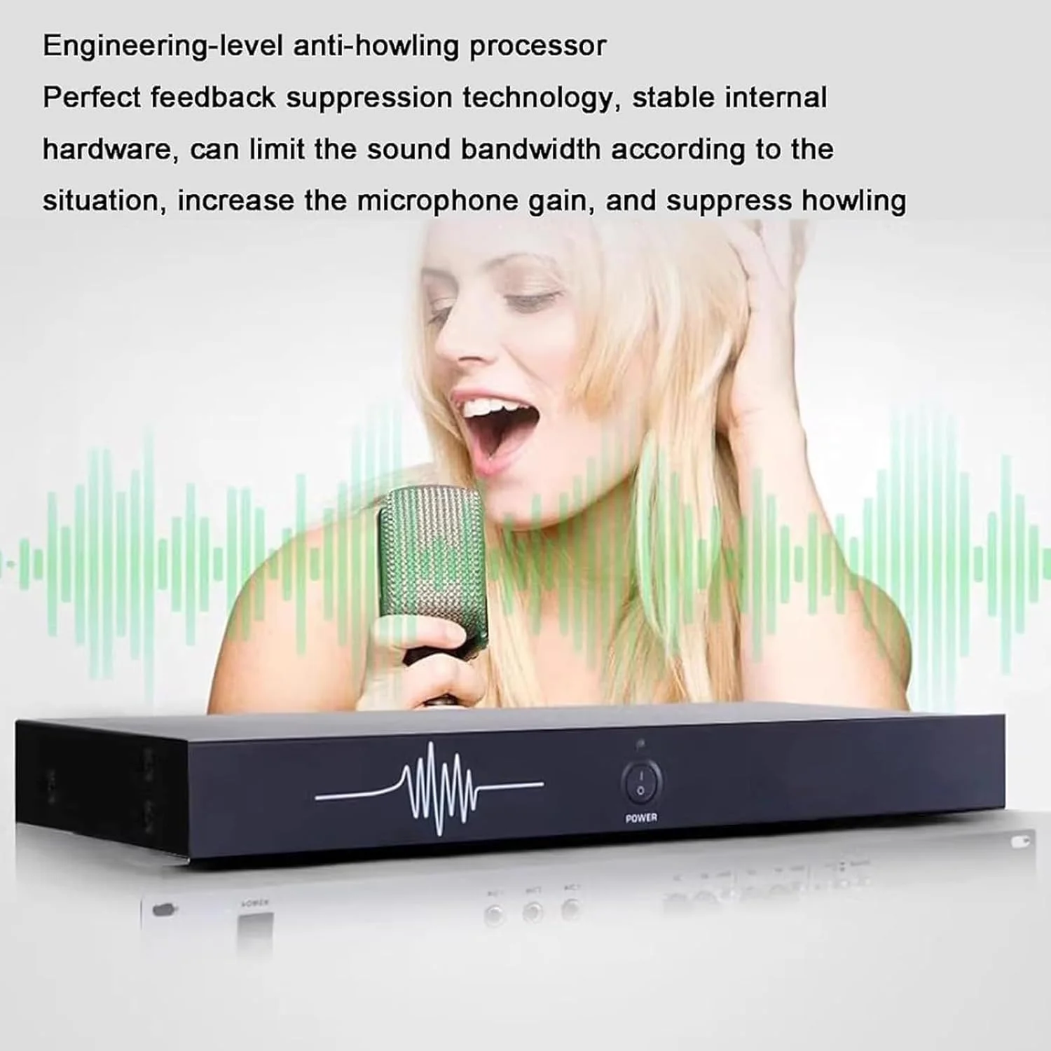 پردازشگر صوتی دیجیتال 2 ورودی 2 خروجی، حذف کننده فیدبک حرفه ای، حذف کننده خودکار نویز میکروفون، مناسب برای کنفرانس، استیج اجرا و کارائوکه